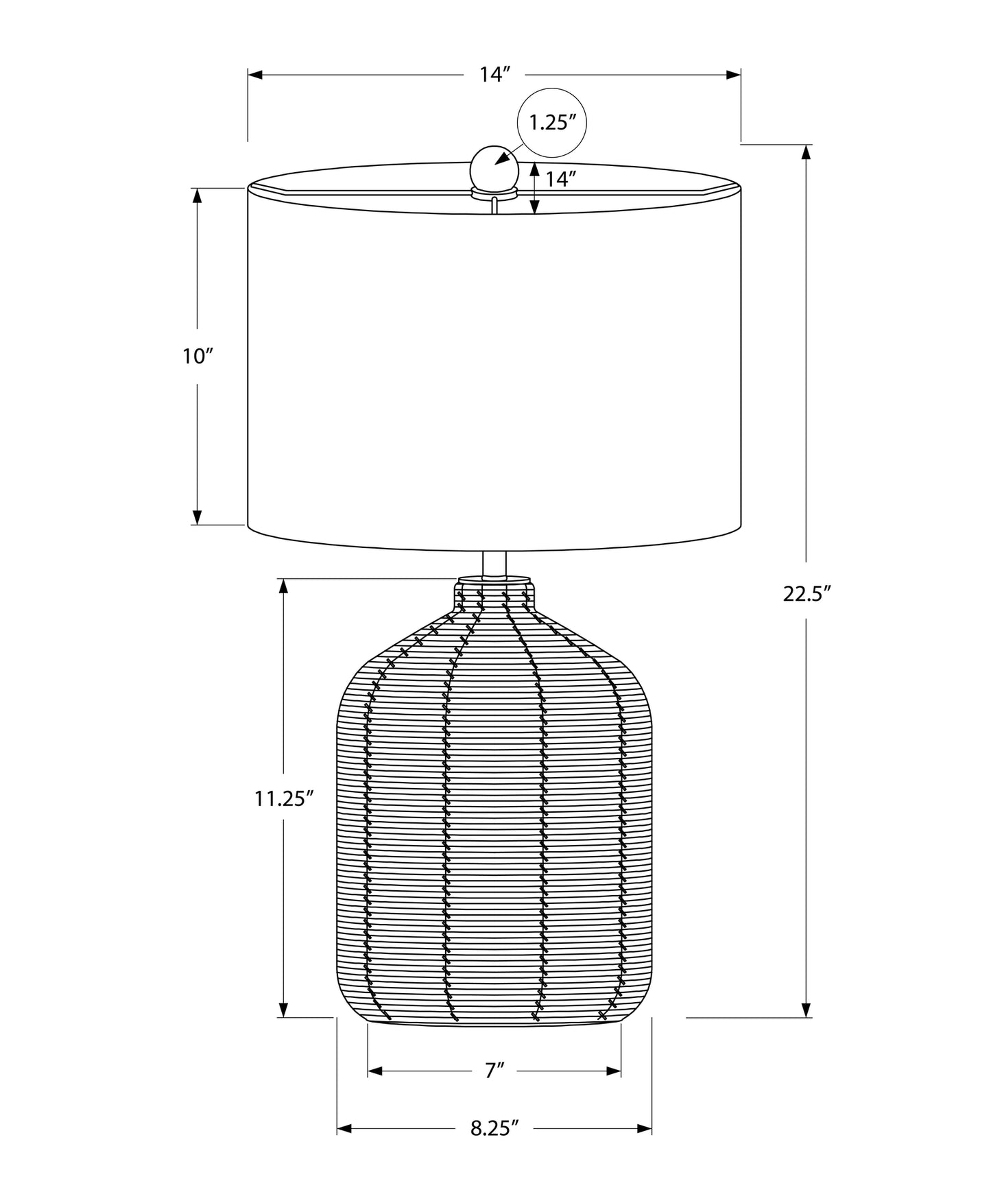 Wirewrapped table lamp with drum shade  inches tall