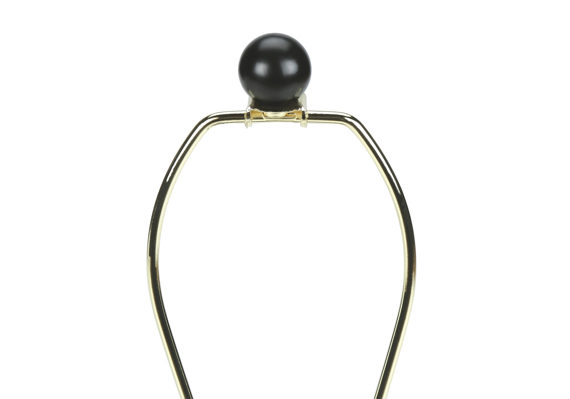 Gold harp finial with black ball top lamp part