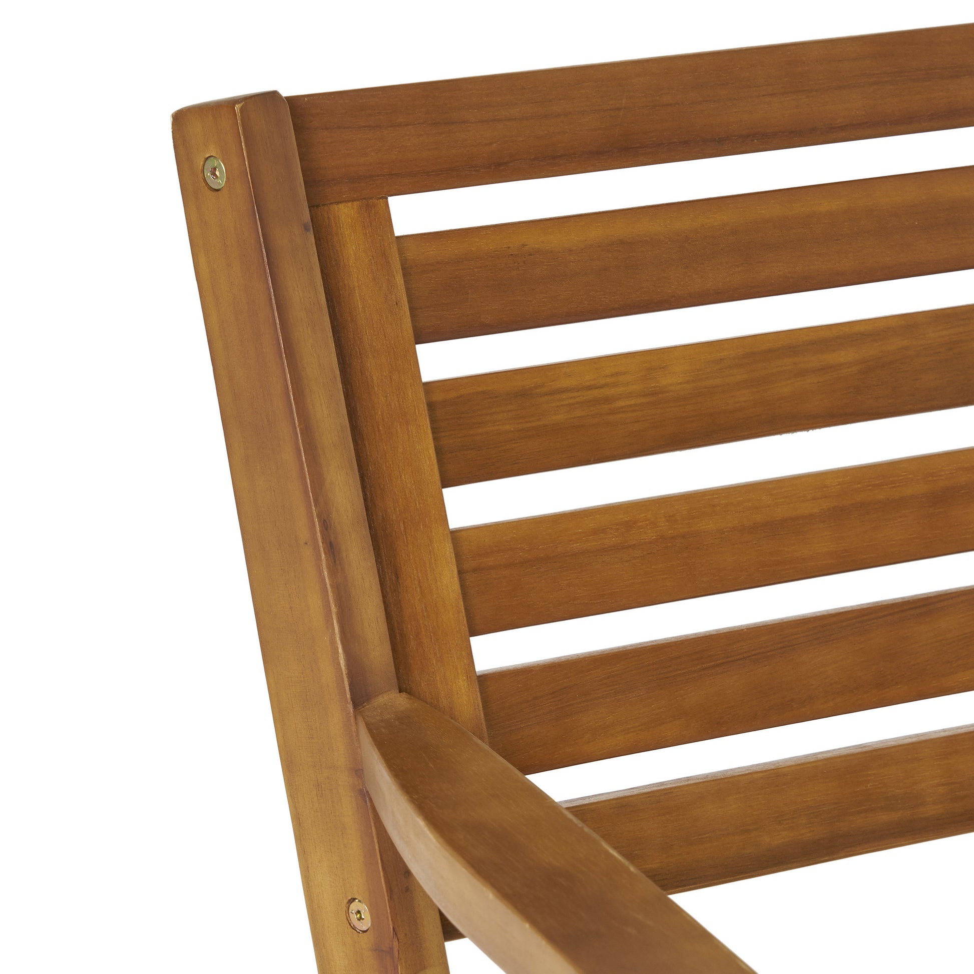 Closeup of natural wood slats on a light brown wooden bench showcasing grain texture