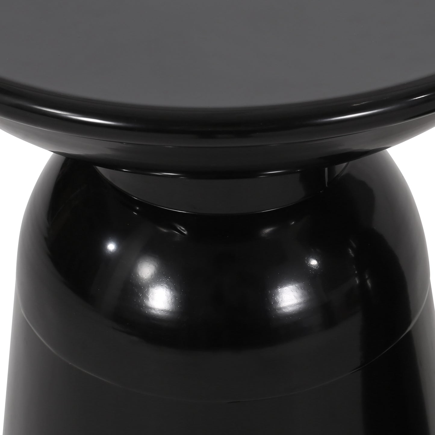 Glossy black modern stool with rounded edges and smooth finish