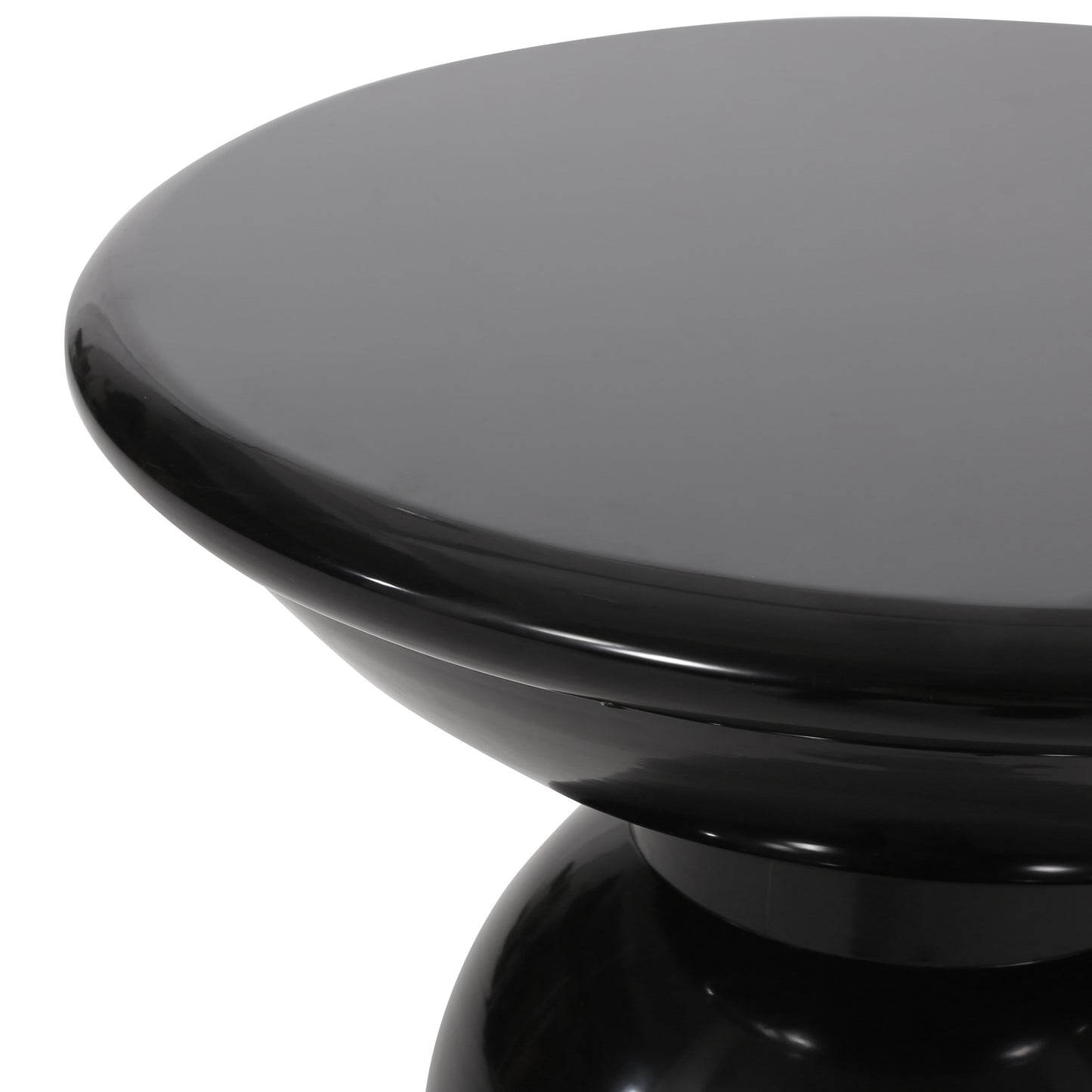 Glossy black hourglass stool with a smooth finish