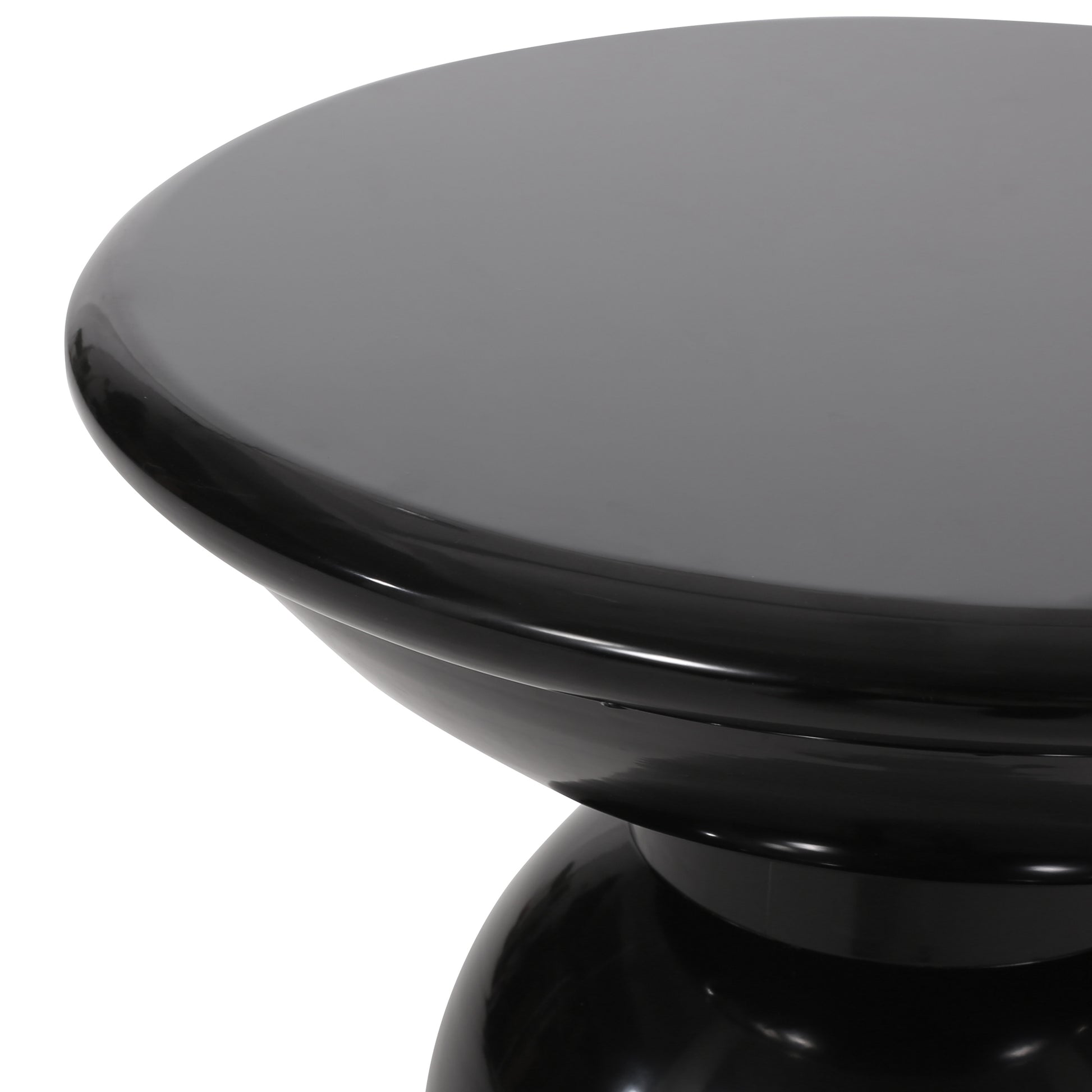 Glossy black hourglass stool with a smooth finish
