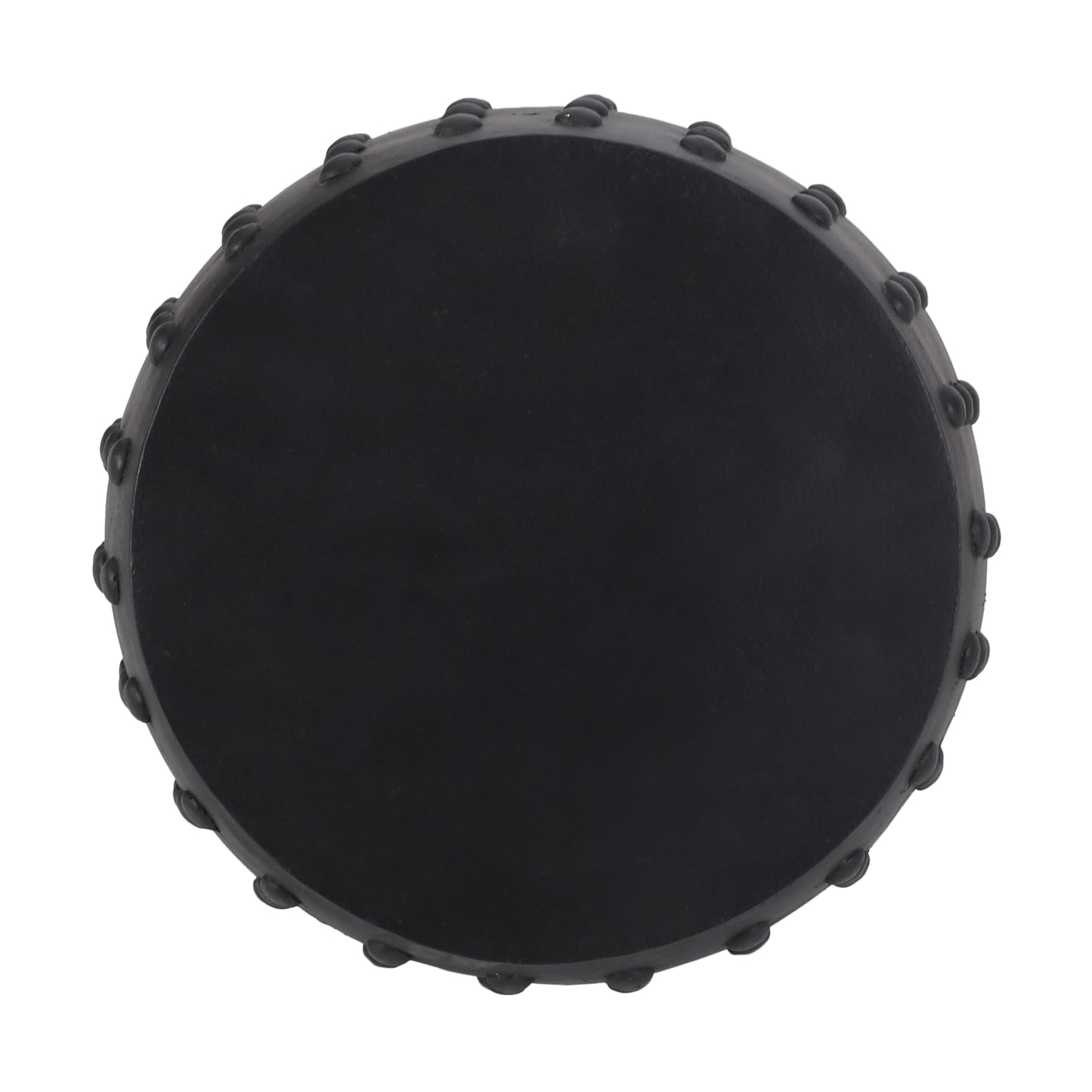 Black rubber drum head with studded edge detail