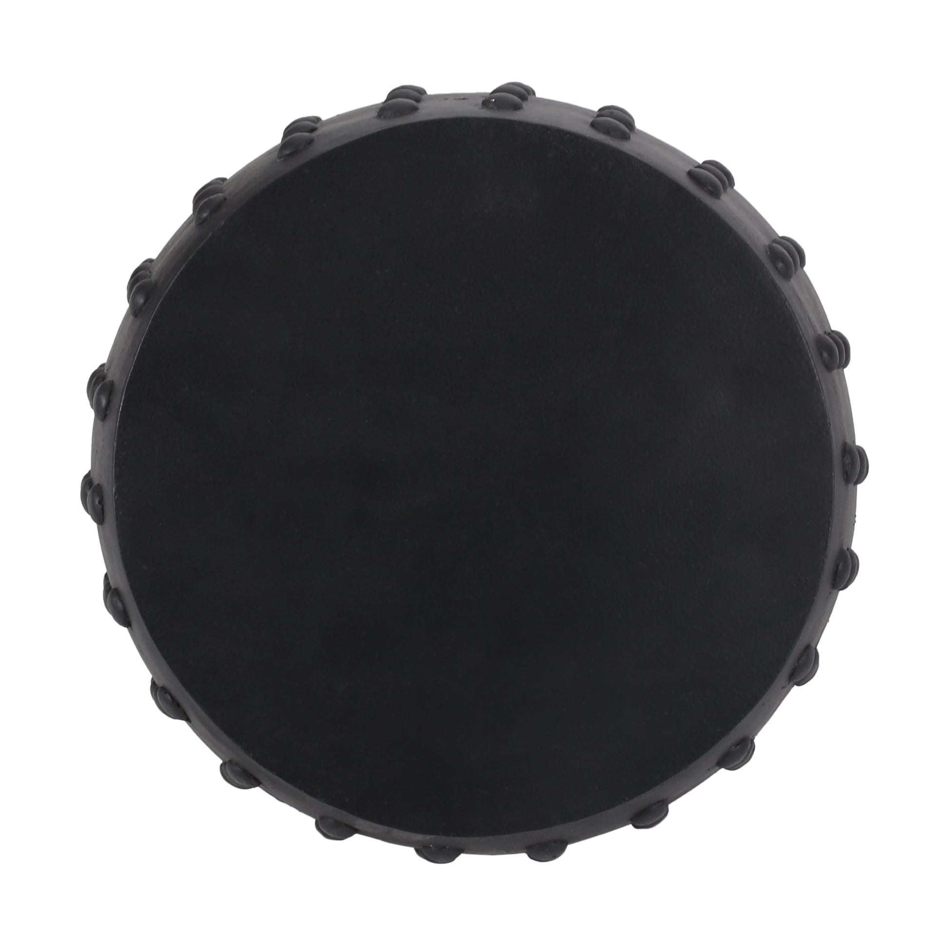 Black rubber drum head with studded edge detail