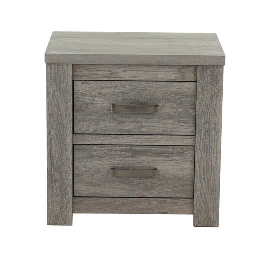 TREATLIFE HOME Rustic Light Grey Nightstand with 2 Drawers, Modern Style, Solid Wood Bedroom Furniture