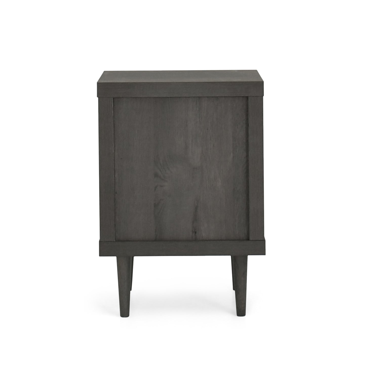 Dark gray wooden nightstand with tapered legs