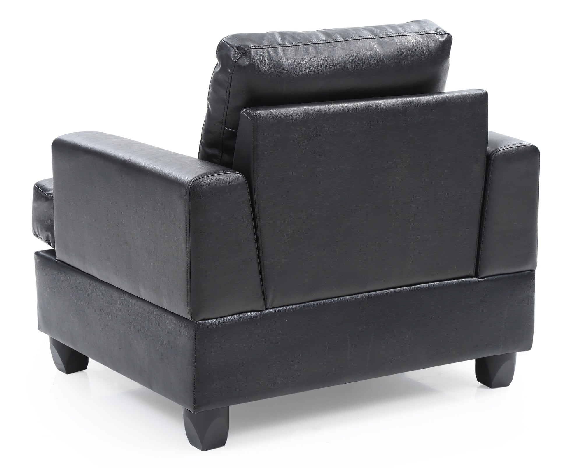 Black leather armchair contemporary design comfortable living room accent chair