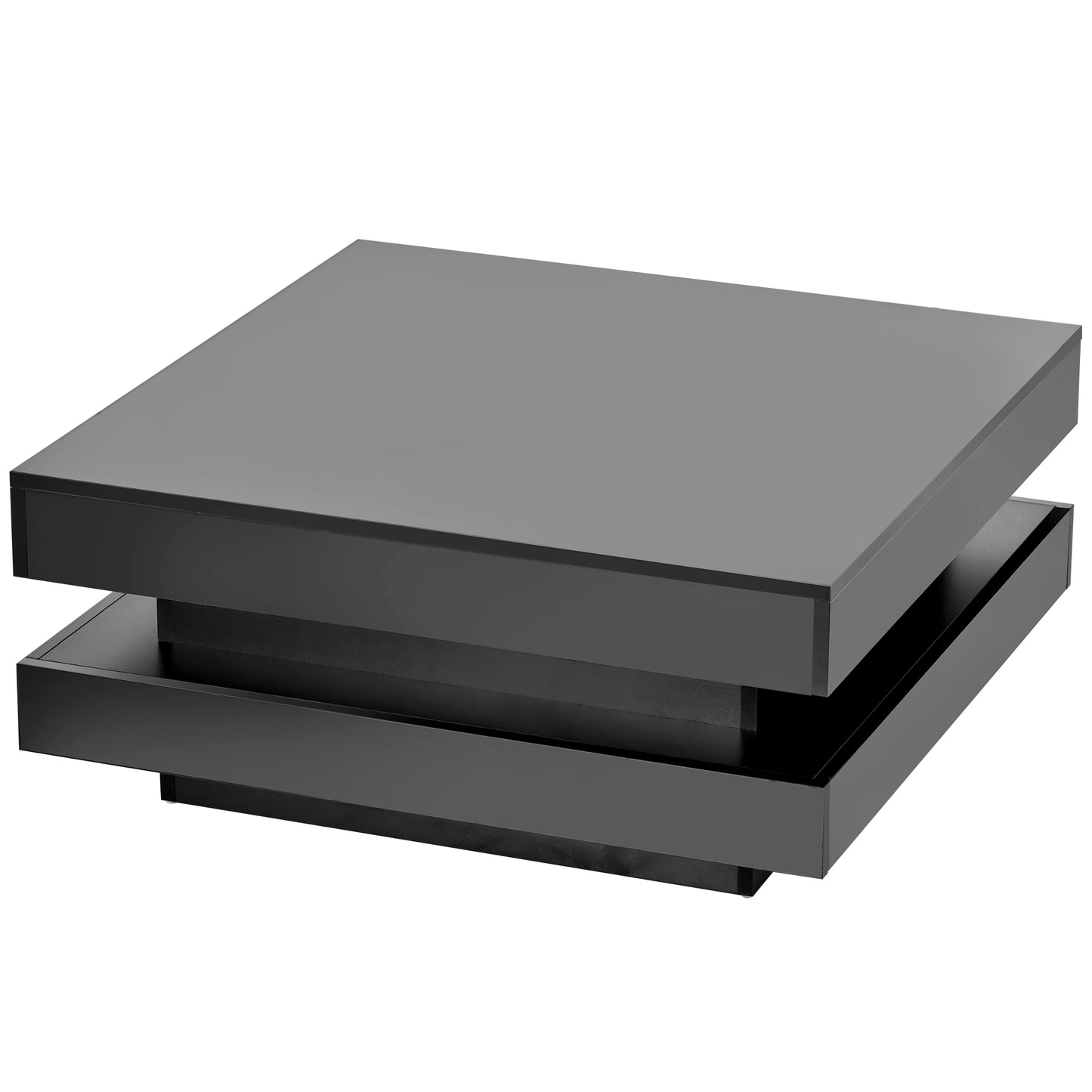 Sleek modern black lacquer coffee table with a twotiered design