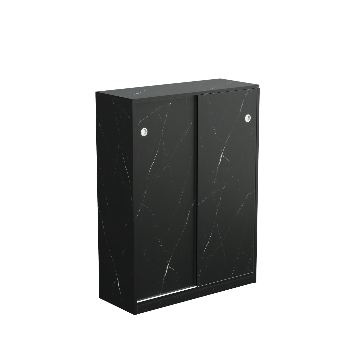 Modern black marble sliding door cabinet for entryway organization