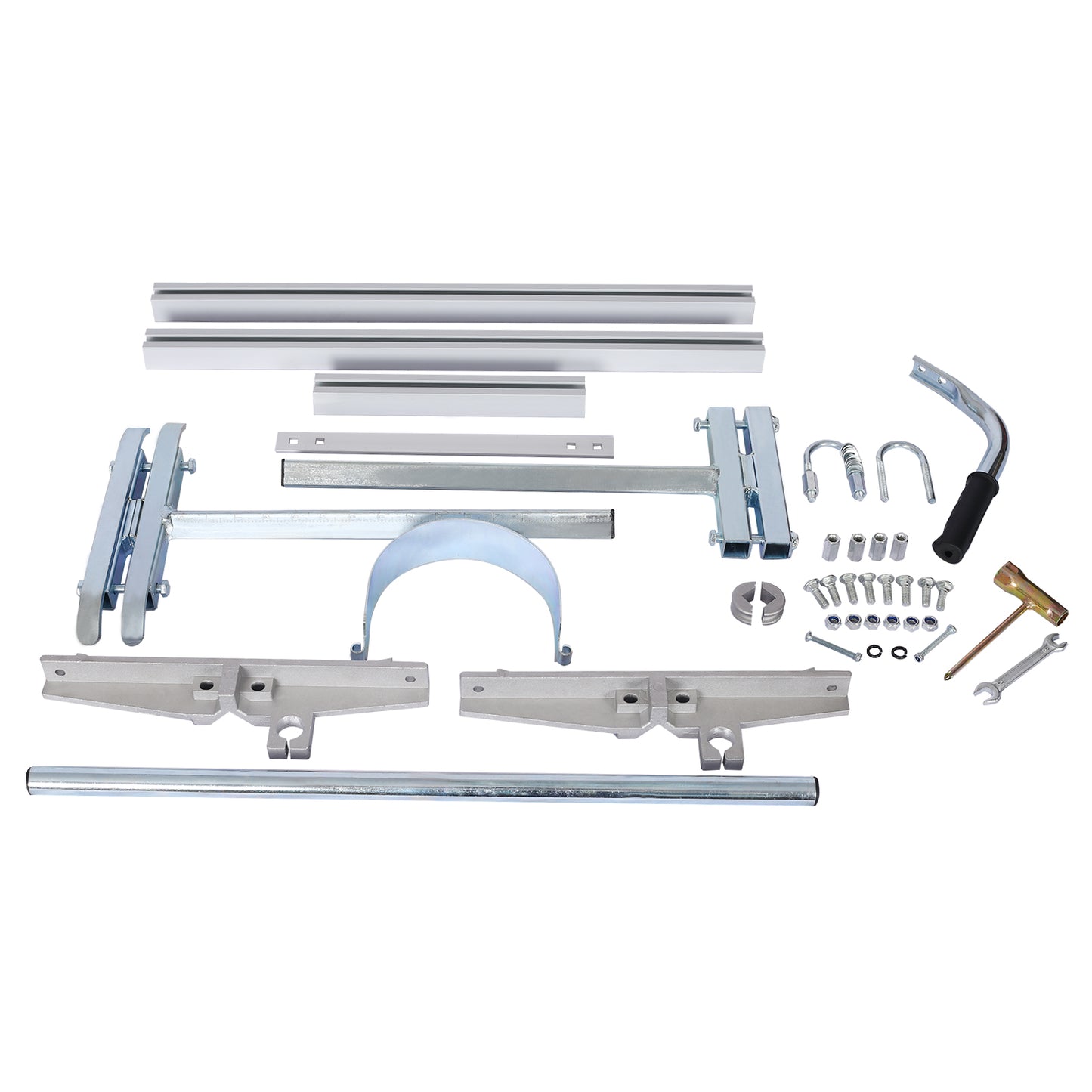 Complete set of chainsaw mill guide rail components for lumber processing