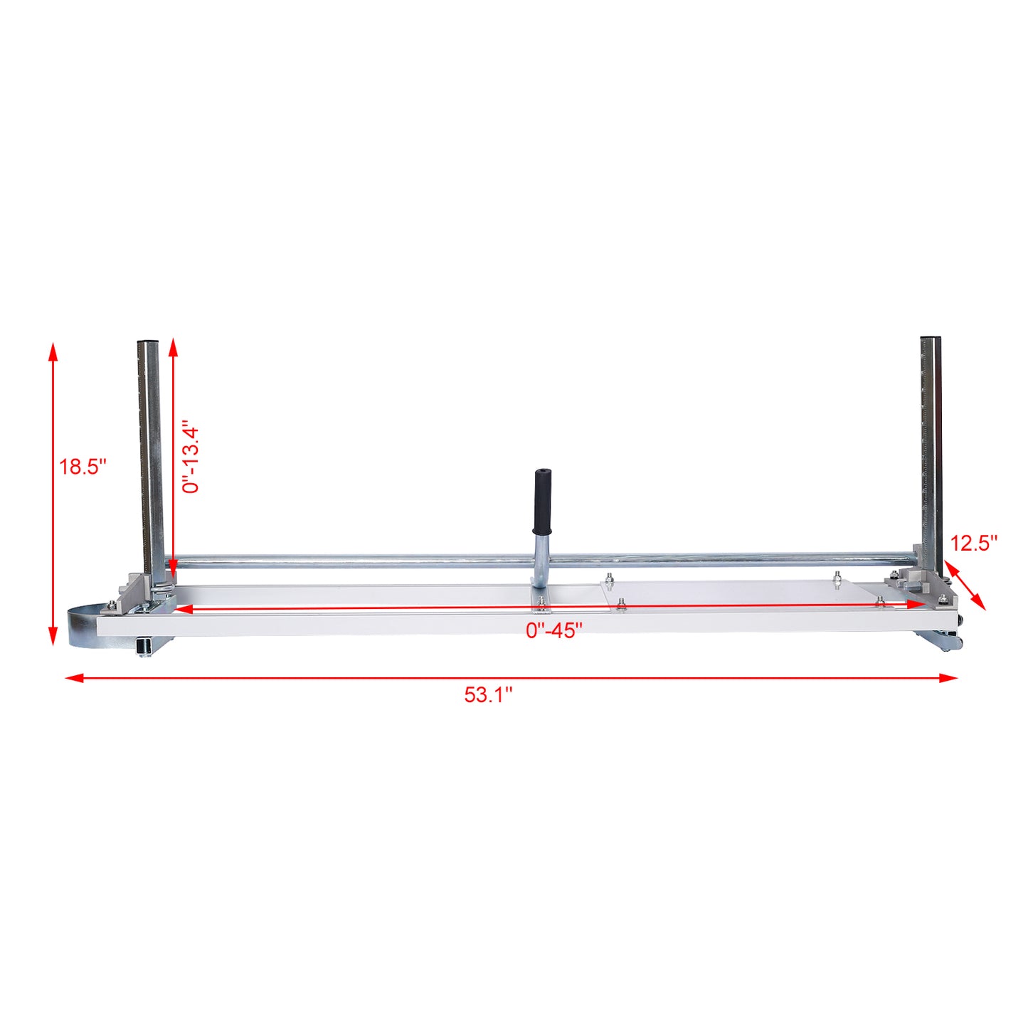 Adjustable chainsaw mill guide with  inch height and  inch length