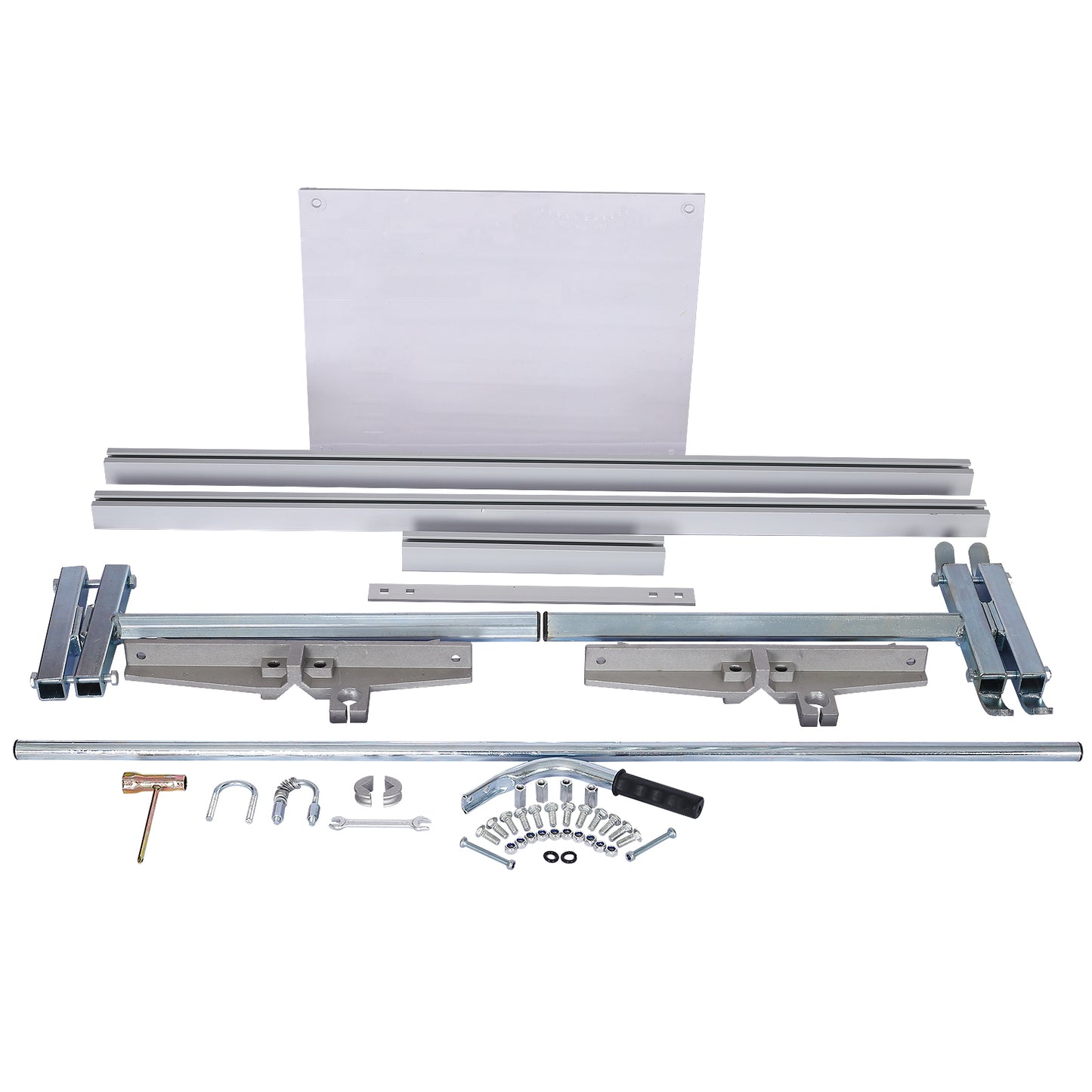 Saw guide fence kit including aluminum rails brackets and hardware for precise cuts