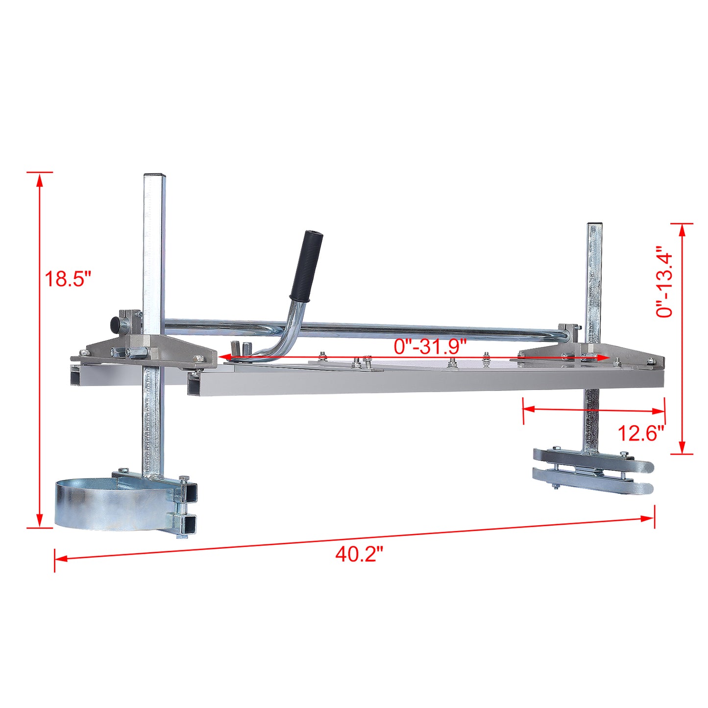 Adjustable chainsaw mill attachment for lumber cutting with inch guide rail