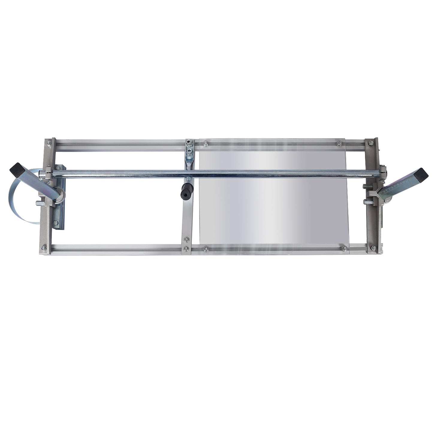 Aluminum frame tile cutter with adjustable guides and metal roller