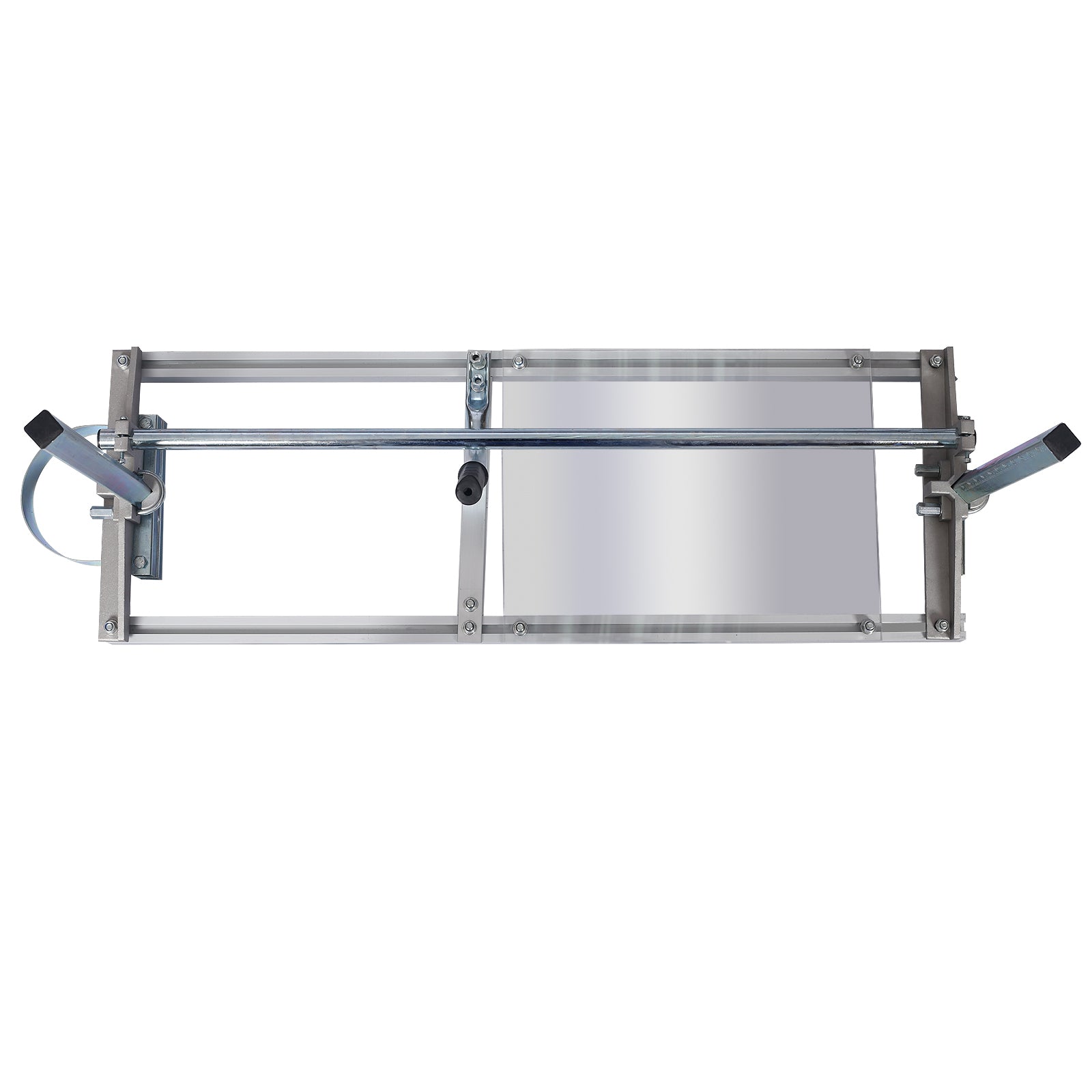 Aluminum frame tile cutter with adjustable guides and metal roller