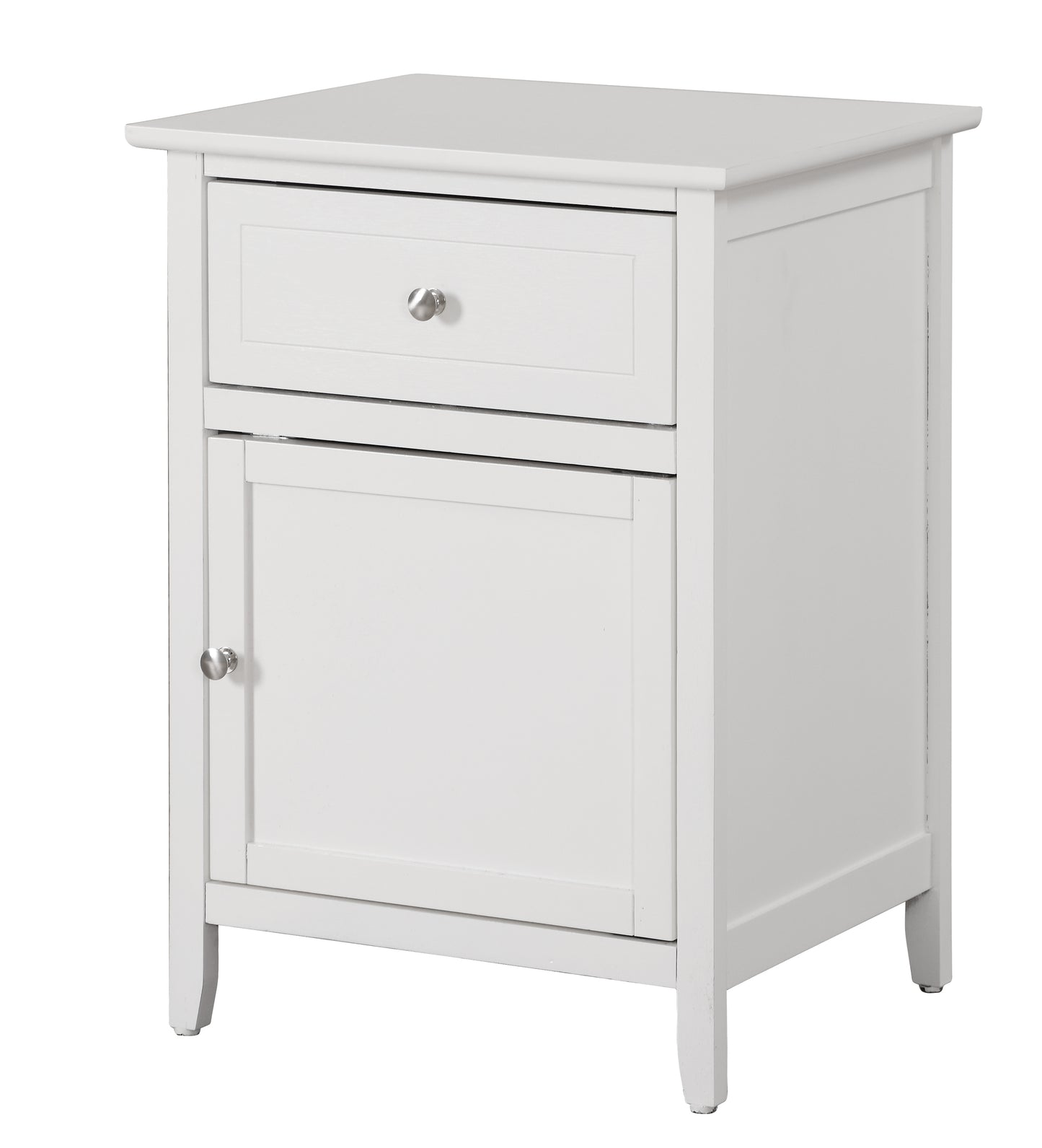White wooden nightstand with one drawer and one cabinet a versatile bedside table