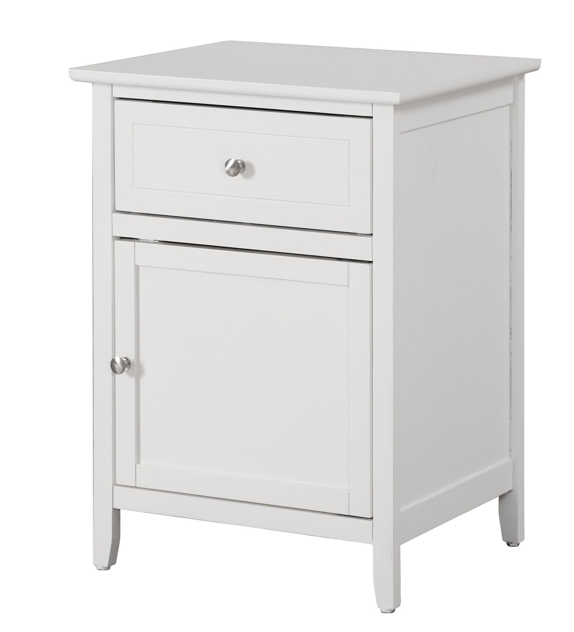 White wooden nightstand with one drawer and one cabinet a versatile bedside table
