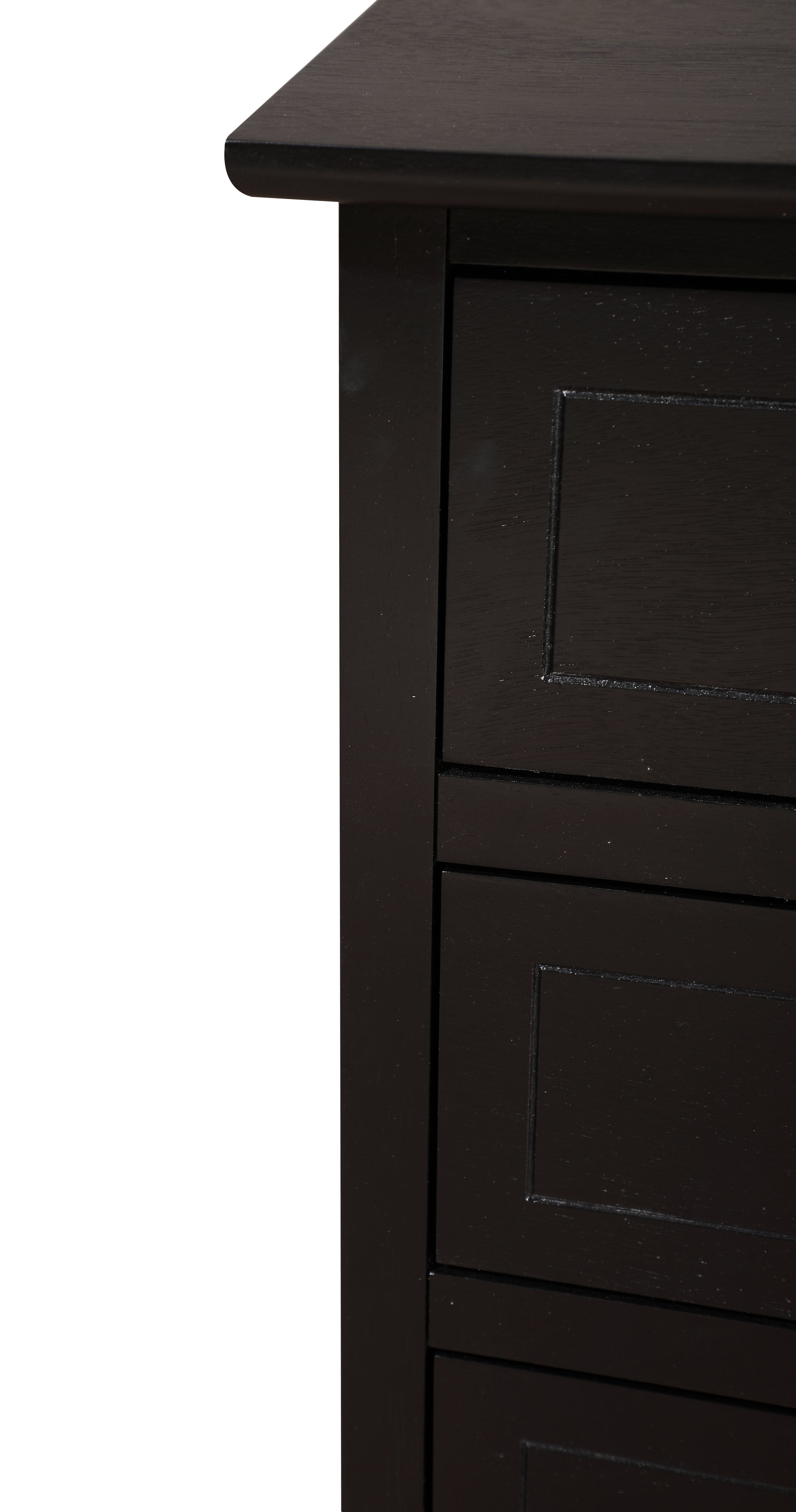Dark brown wood dresser with recessed drawer fronts classic design