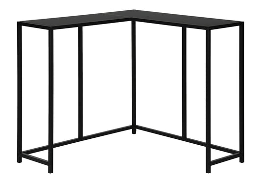 Sleek black metal Lshaped console table with a minimalist design