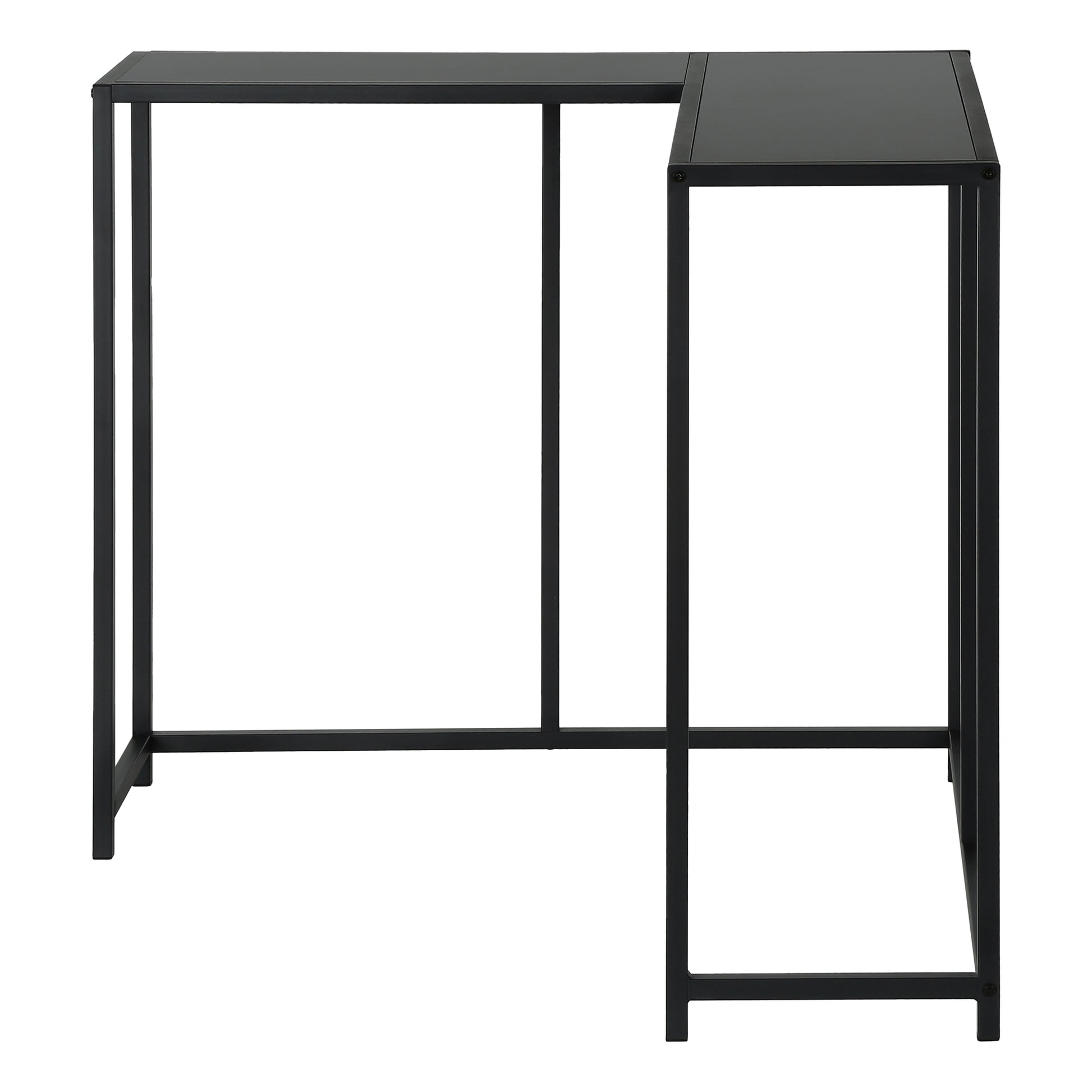 Sleek black Lshaped desk with metal frame ideal for small home offices
