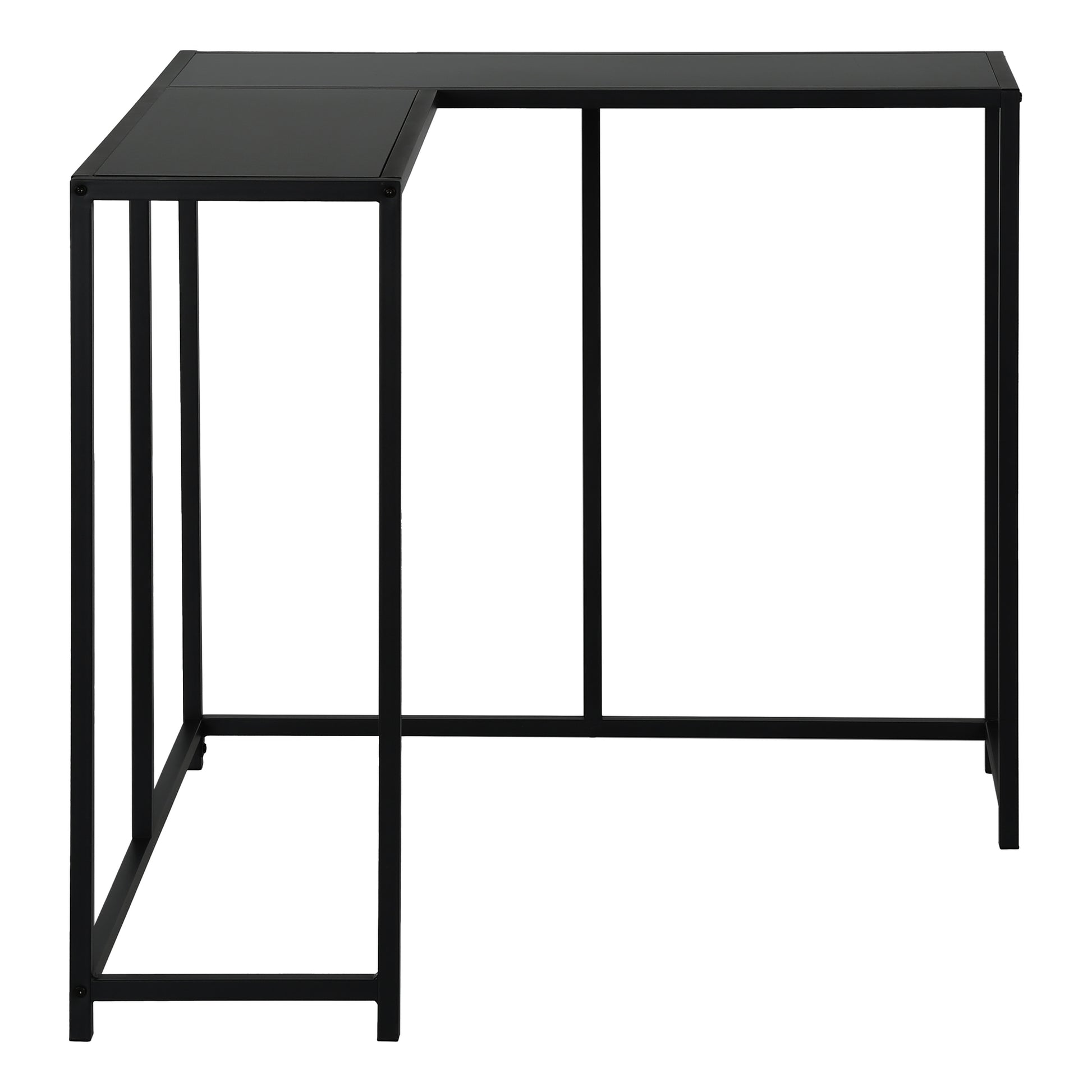 Sleek black Lshaped desk with minimalist metal frame perfect for home office productivity