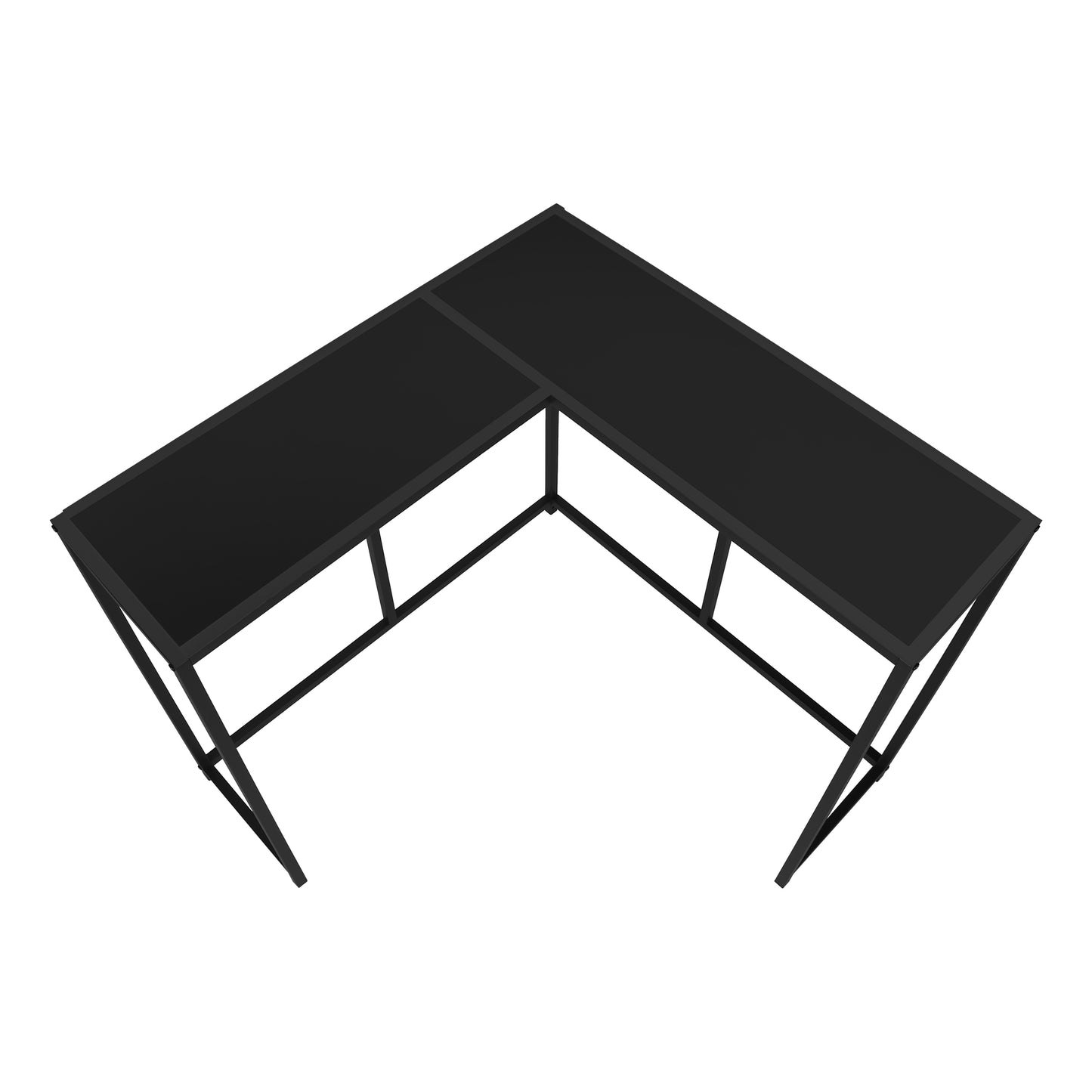 Sleek black Lshaped computer desk with minimalist metal frame perfect for modern home offices