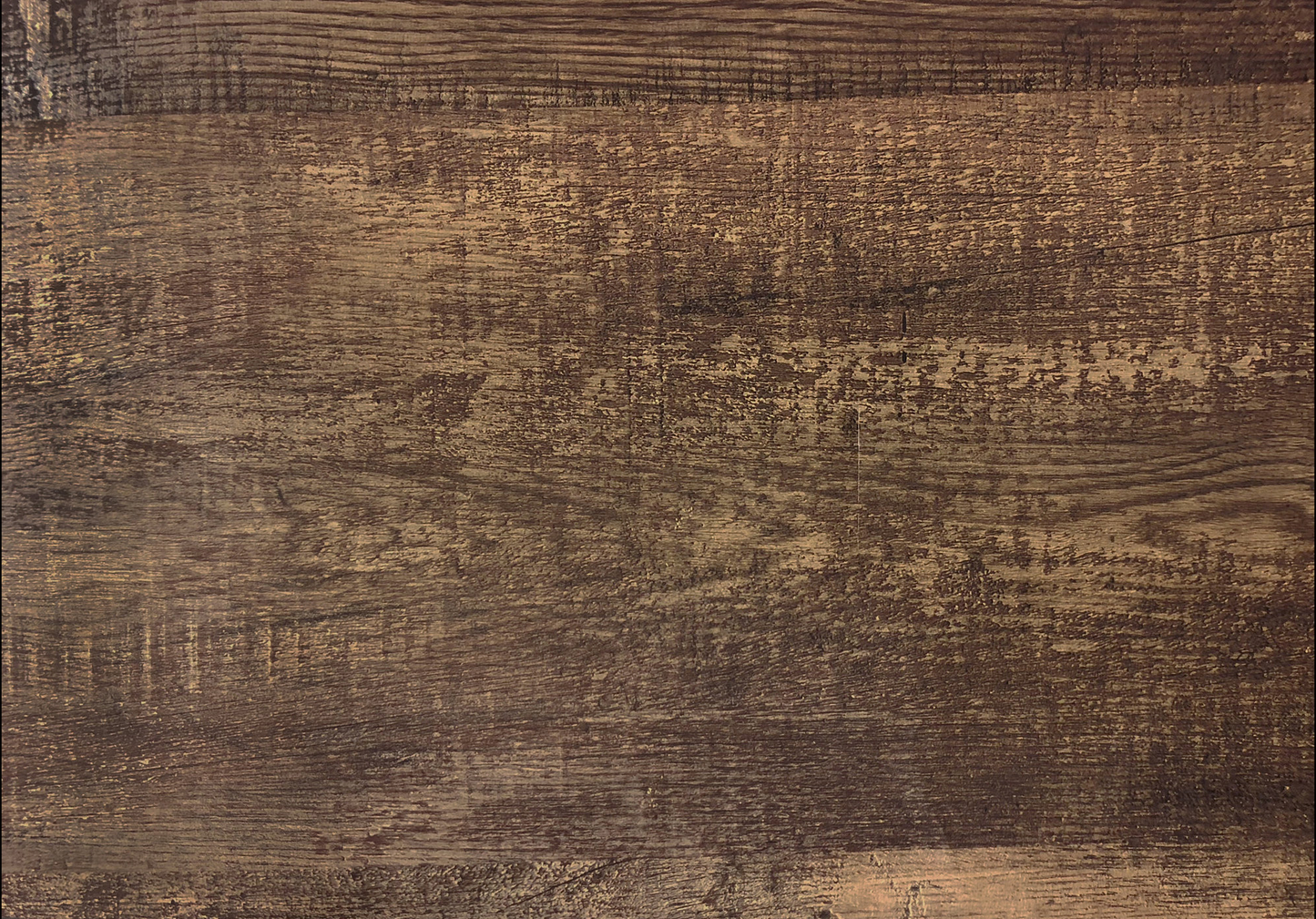 Distressed dark wood plank with visible grain patterns and a rustic feel