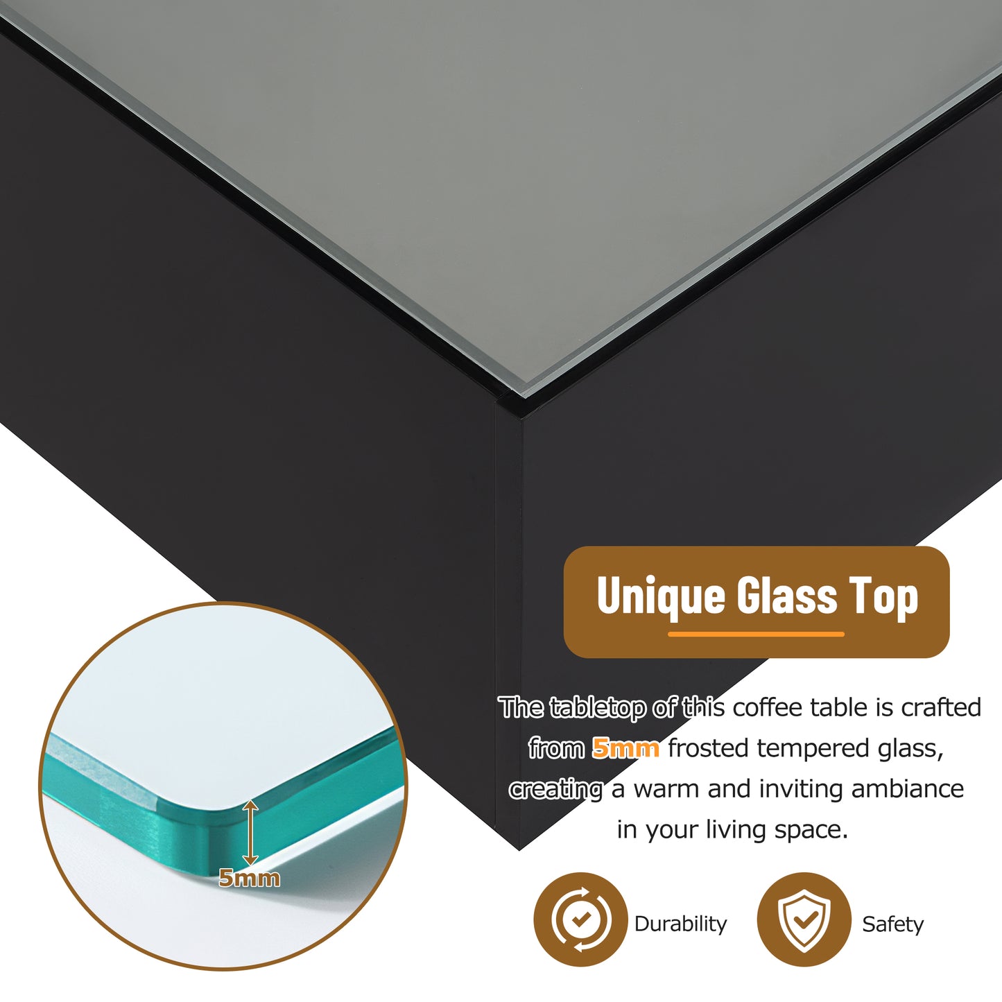 Frosted tempered glass coffee table top mm thick showcasing modern design