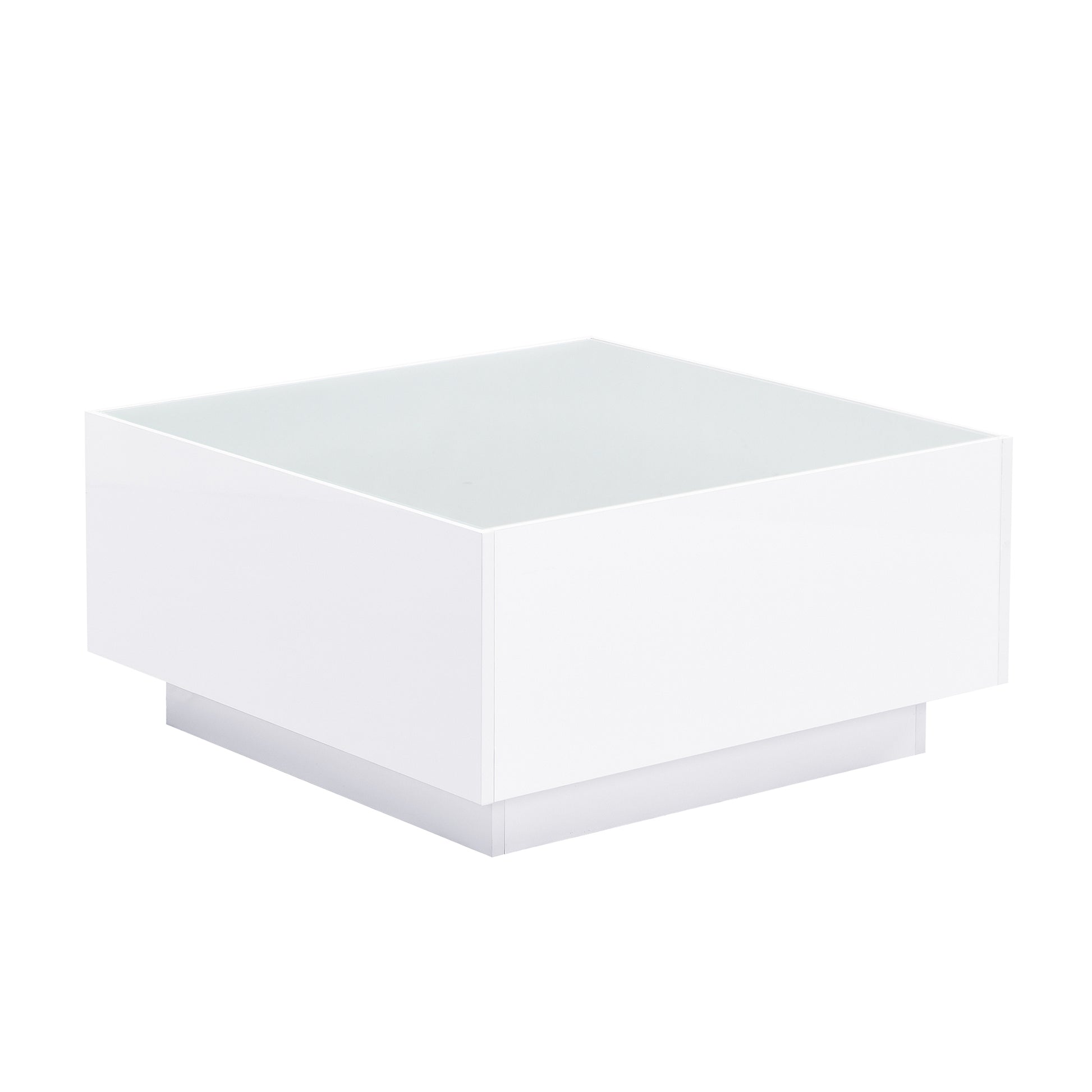 Modern white high gloss coffee table with frosted glass top