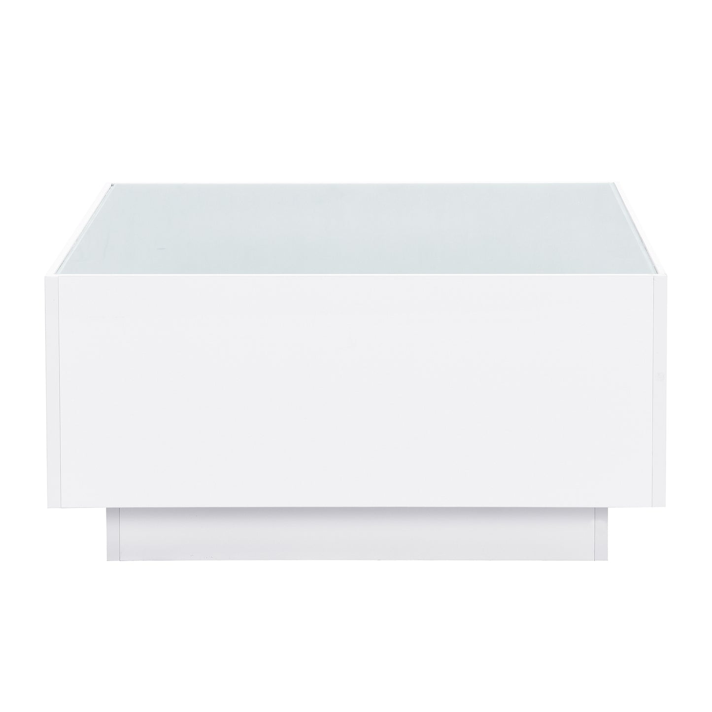 Sleek white lacquered coffee table with a glass top perfect for modern living rooms