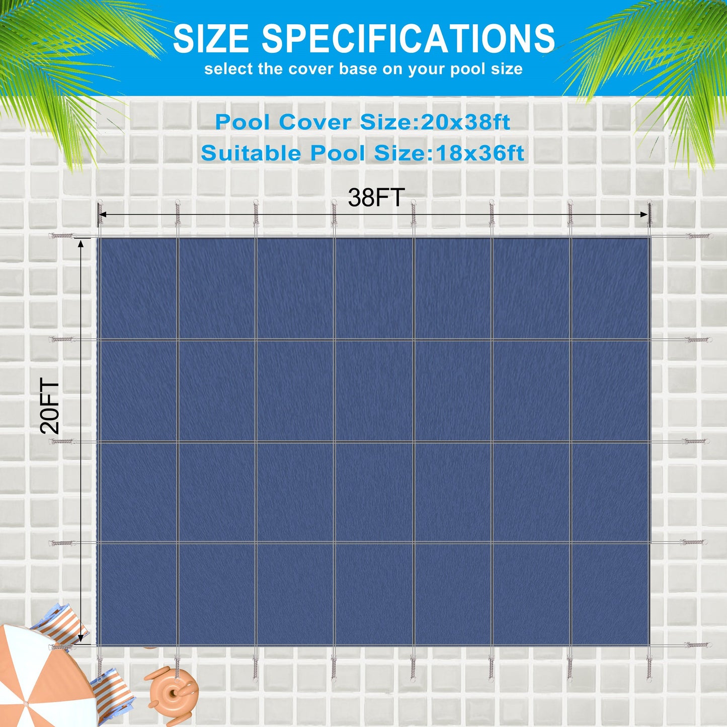 Illustration of a blue xft pool cover ideal for xft pools