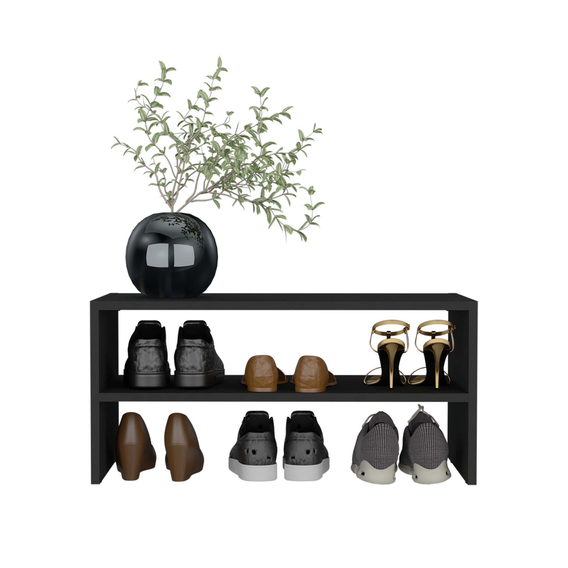 Black leather loafers with white soles