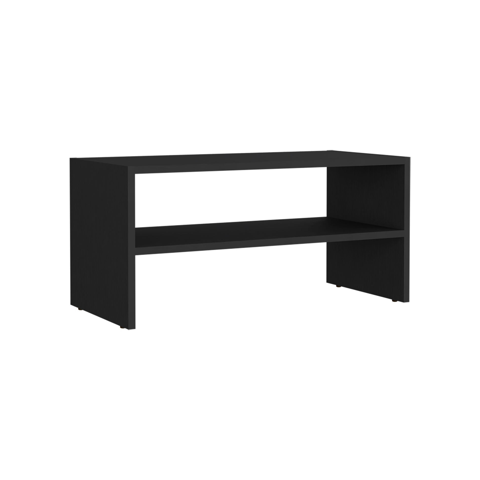 Sleek black twotier console table for entryway storage
