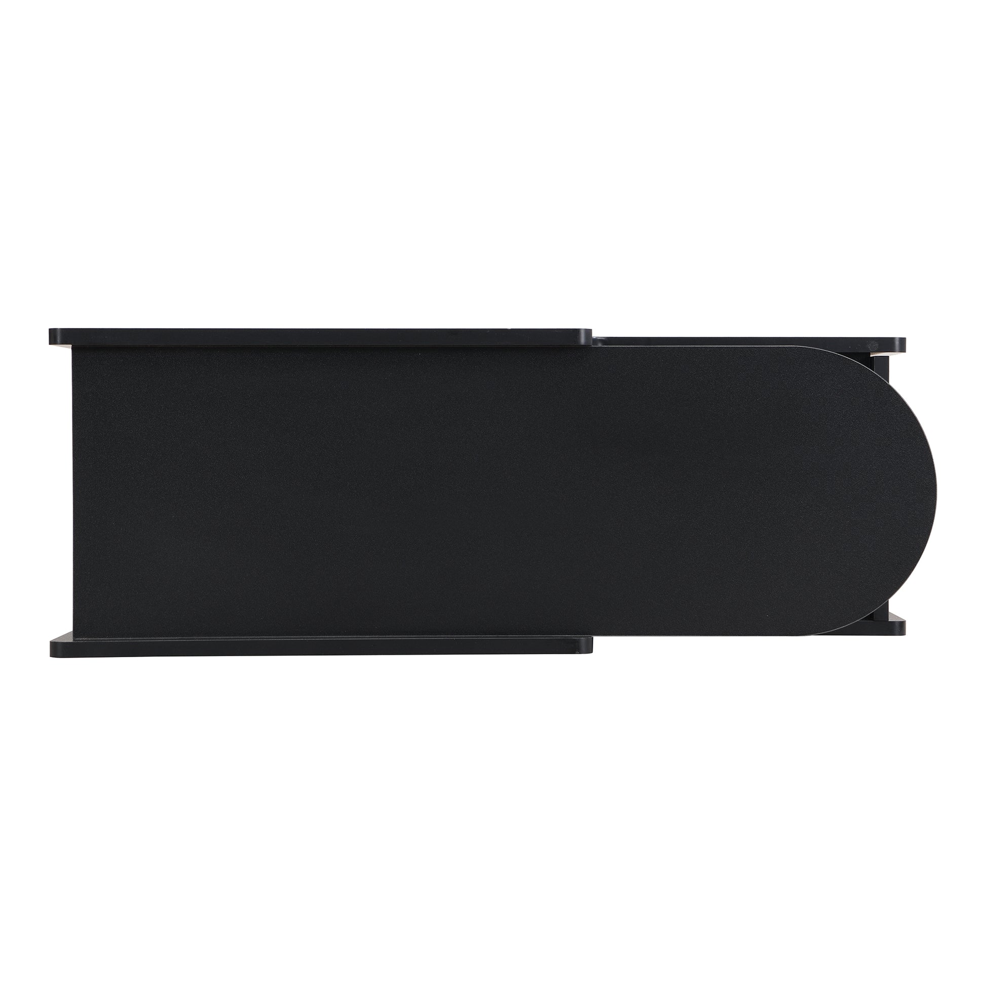 Sleek black modern desk organizer with a sliding drawer and rounded front edge