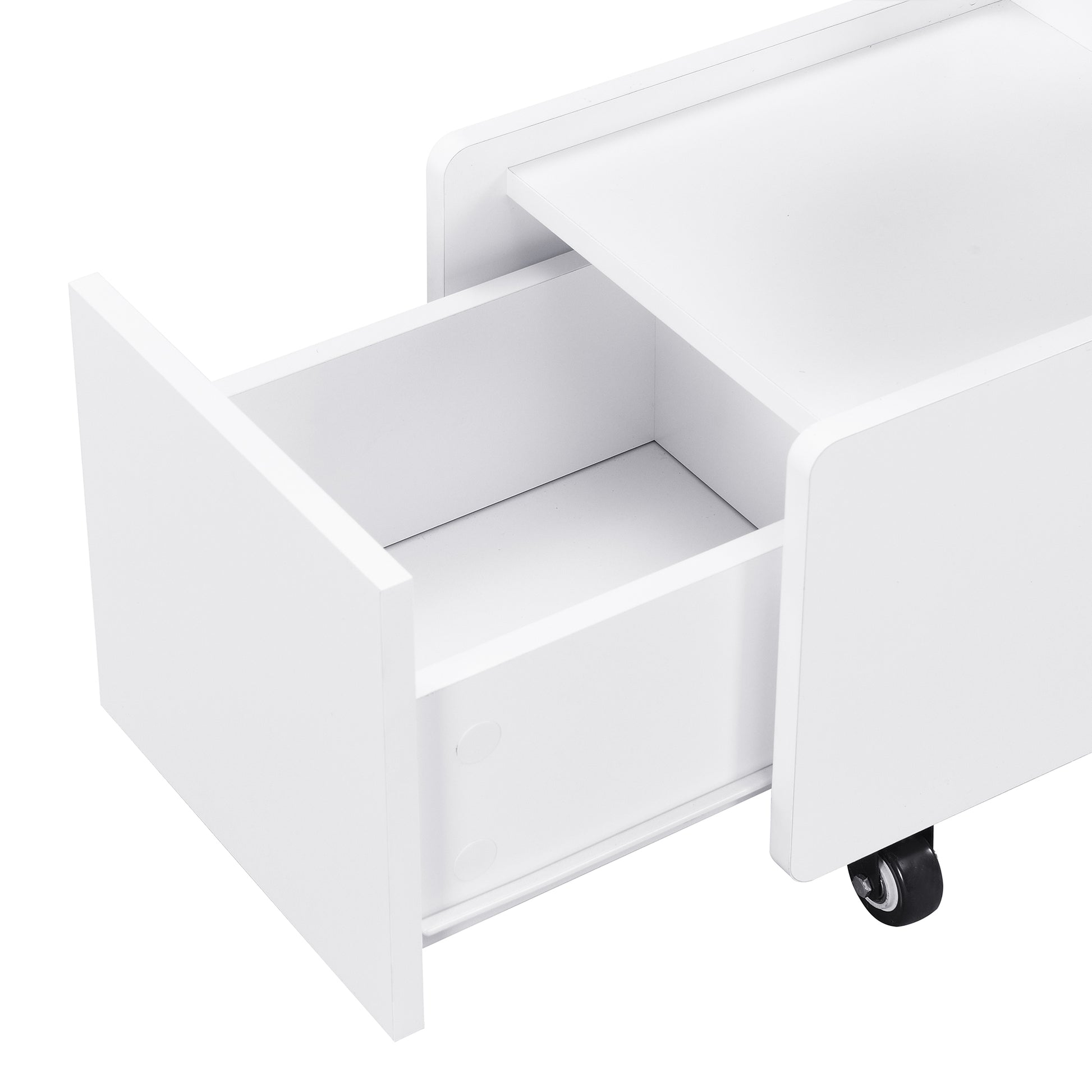 White rolling desk drawer with smooth glides perfect for office organization
