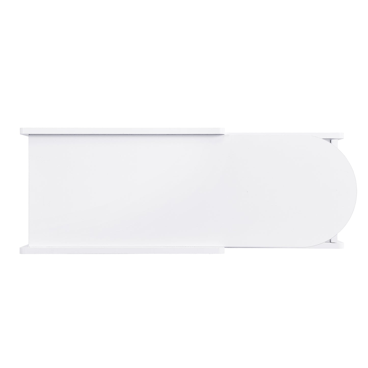 White curved console table with clean modern lines