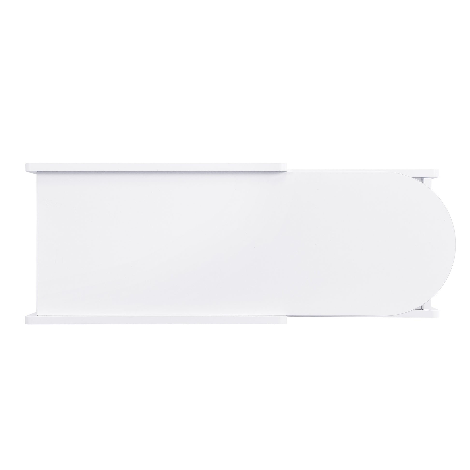 White curved console table with clean modern lines