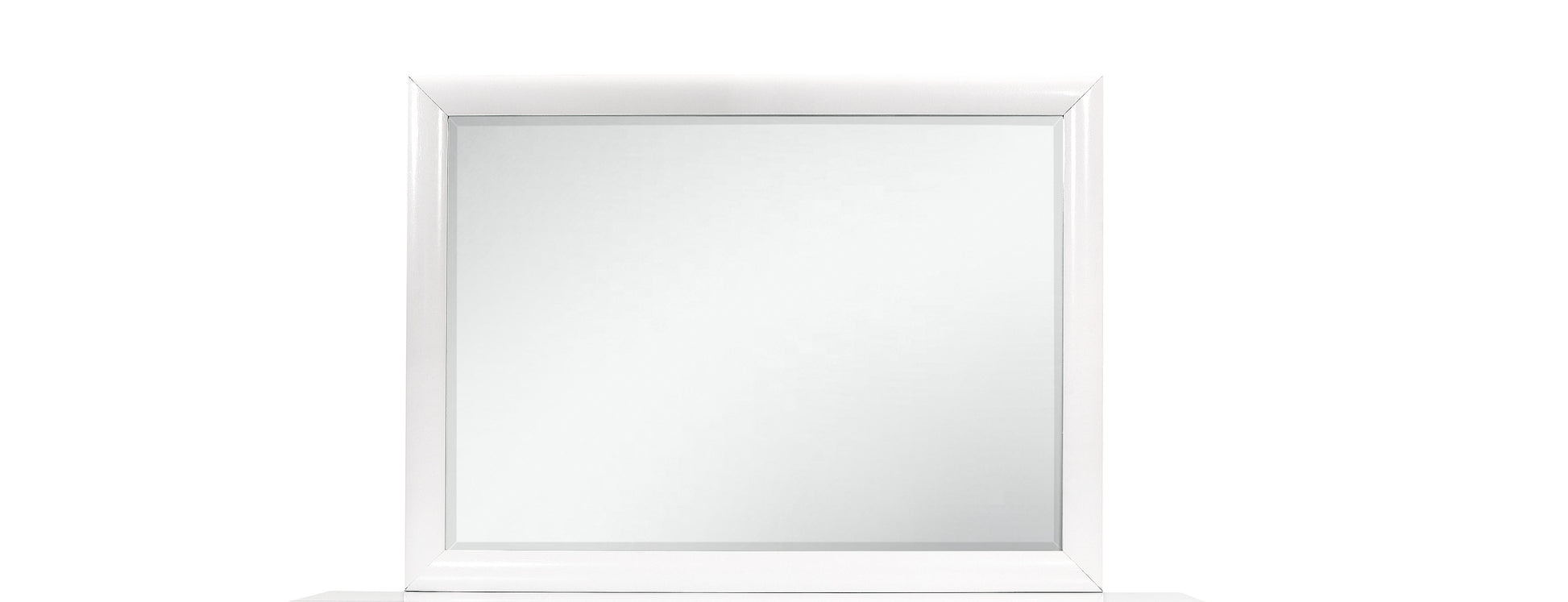 Glossy white framed rectangular wall mirror for contemporary homes