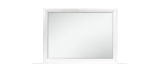 Glossy white framed rectangular wall mirror for contemporary homes