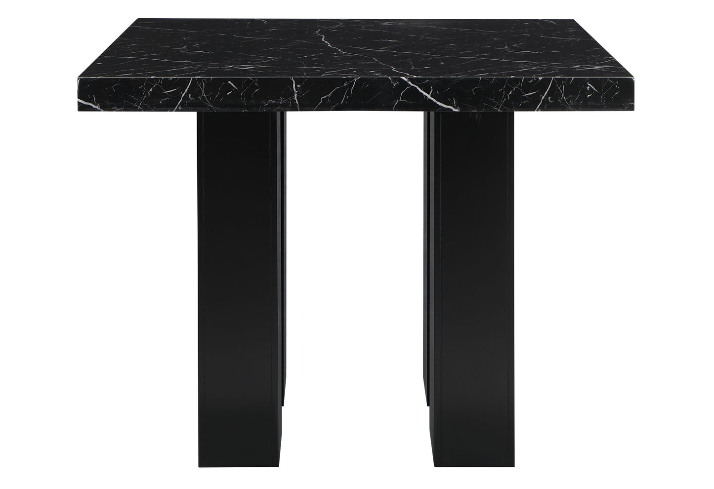 Sleek black marble side table with modern black metal legs perfect for contemporary living spaces