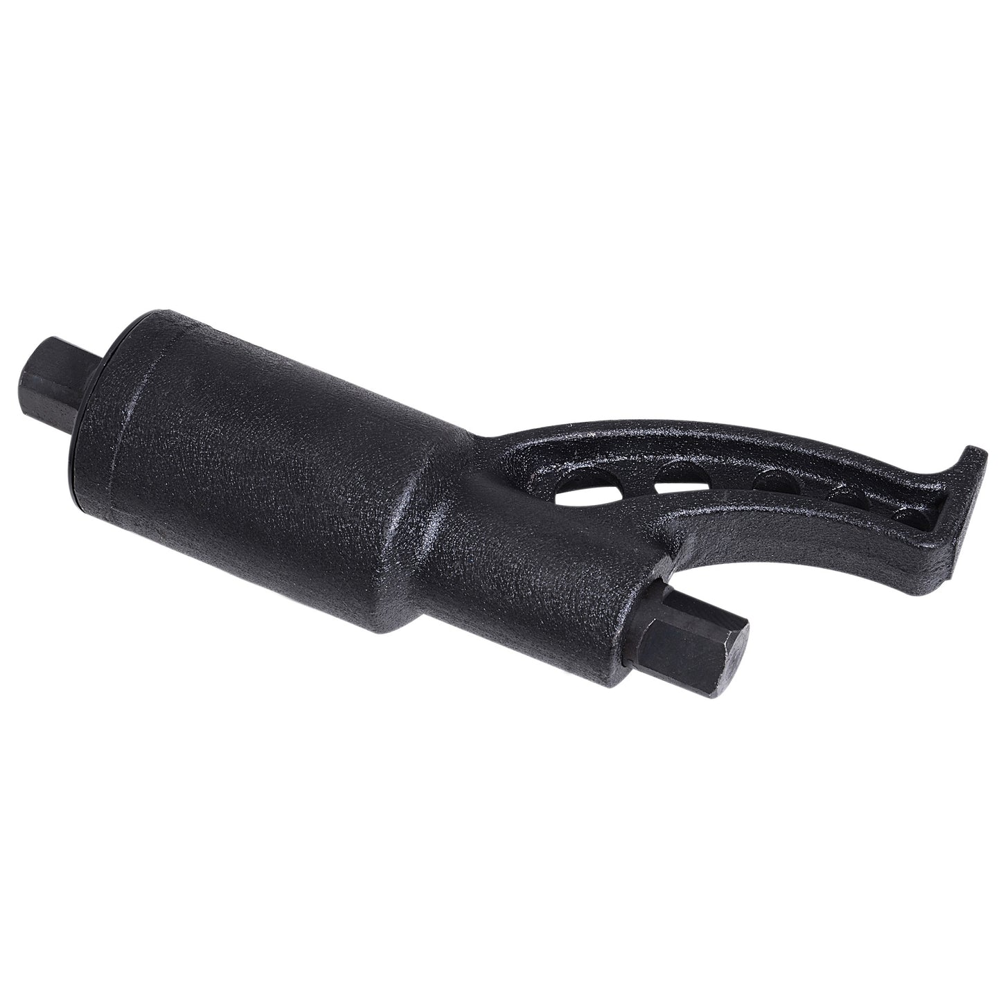 Black textured socket wrench with hexagonal ends for automotive repair