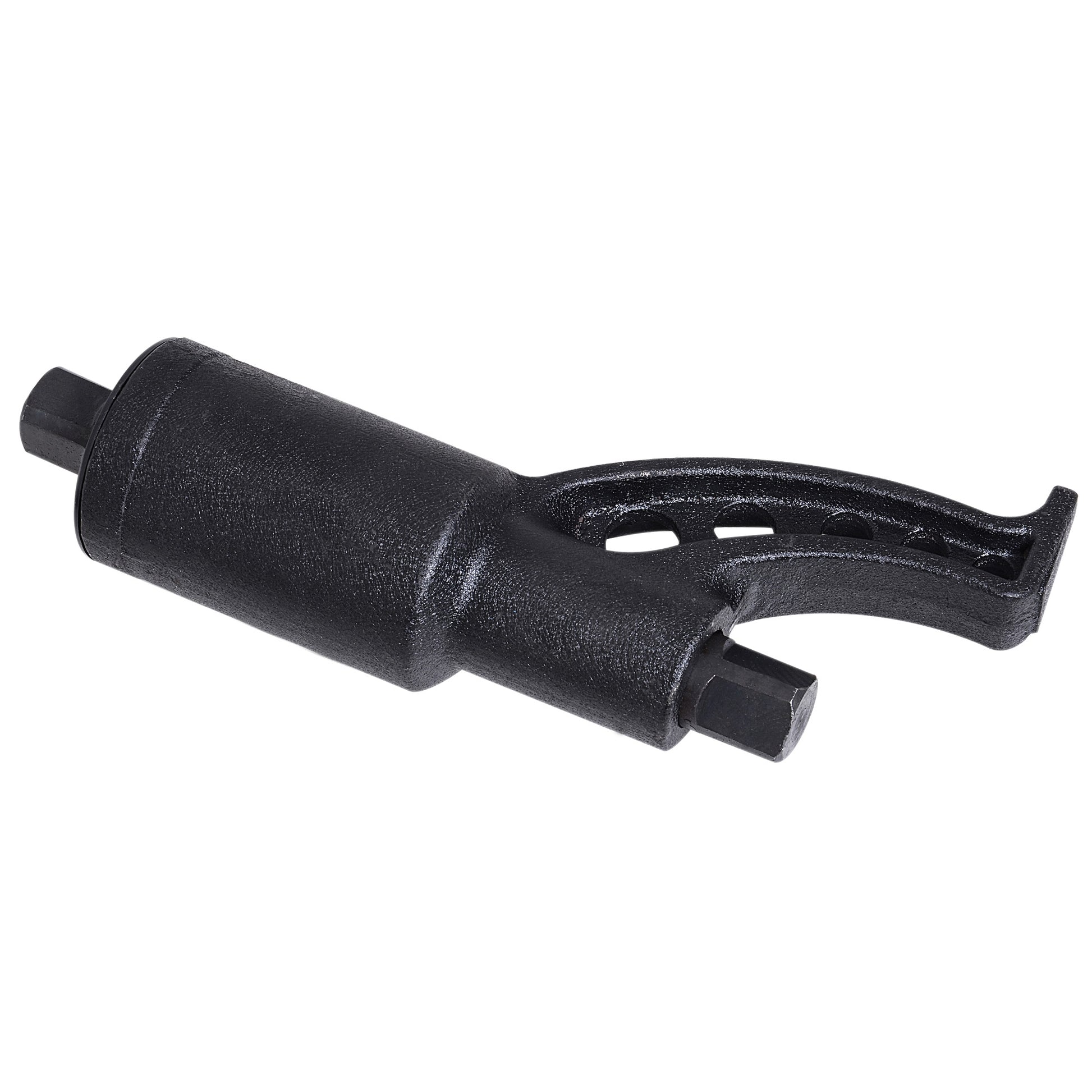 Black textured socket wrench with hexagonal ends for automotive repair