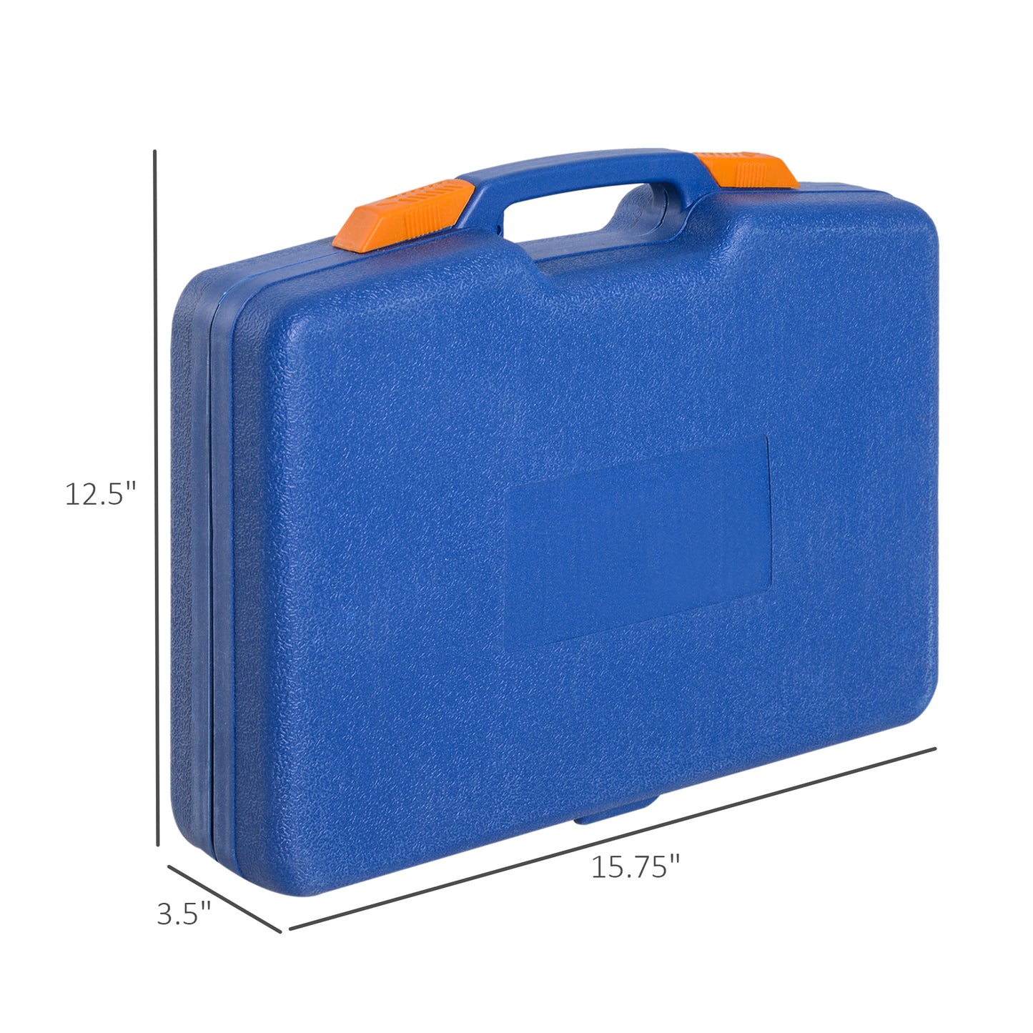 Durable blue plastic storage case with orange accents and carrying handle  L