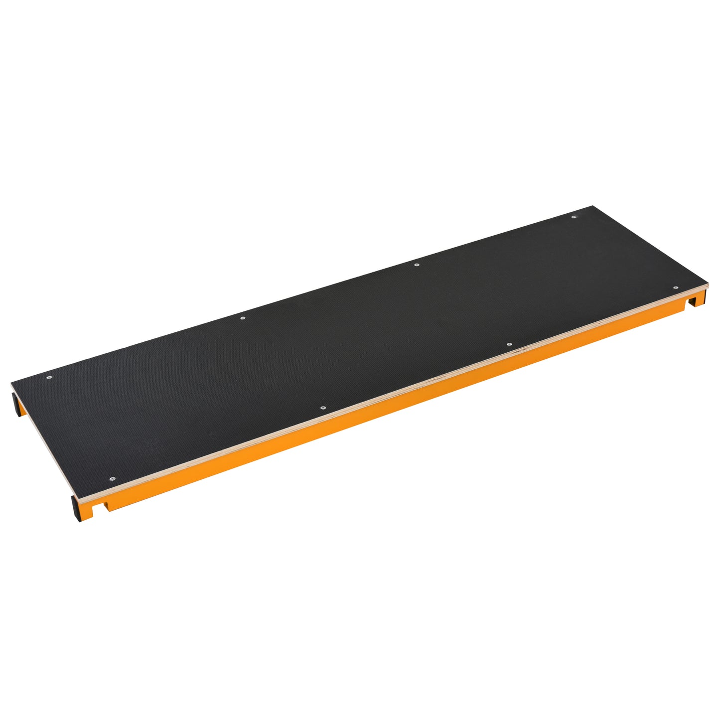 Orange and black industrial platform sturdy plywood construction for work or transport