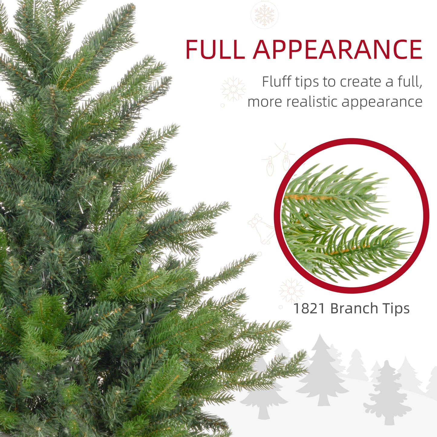 Closeup of realistic artificial Christmas tree branches with  branch tips