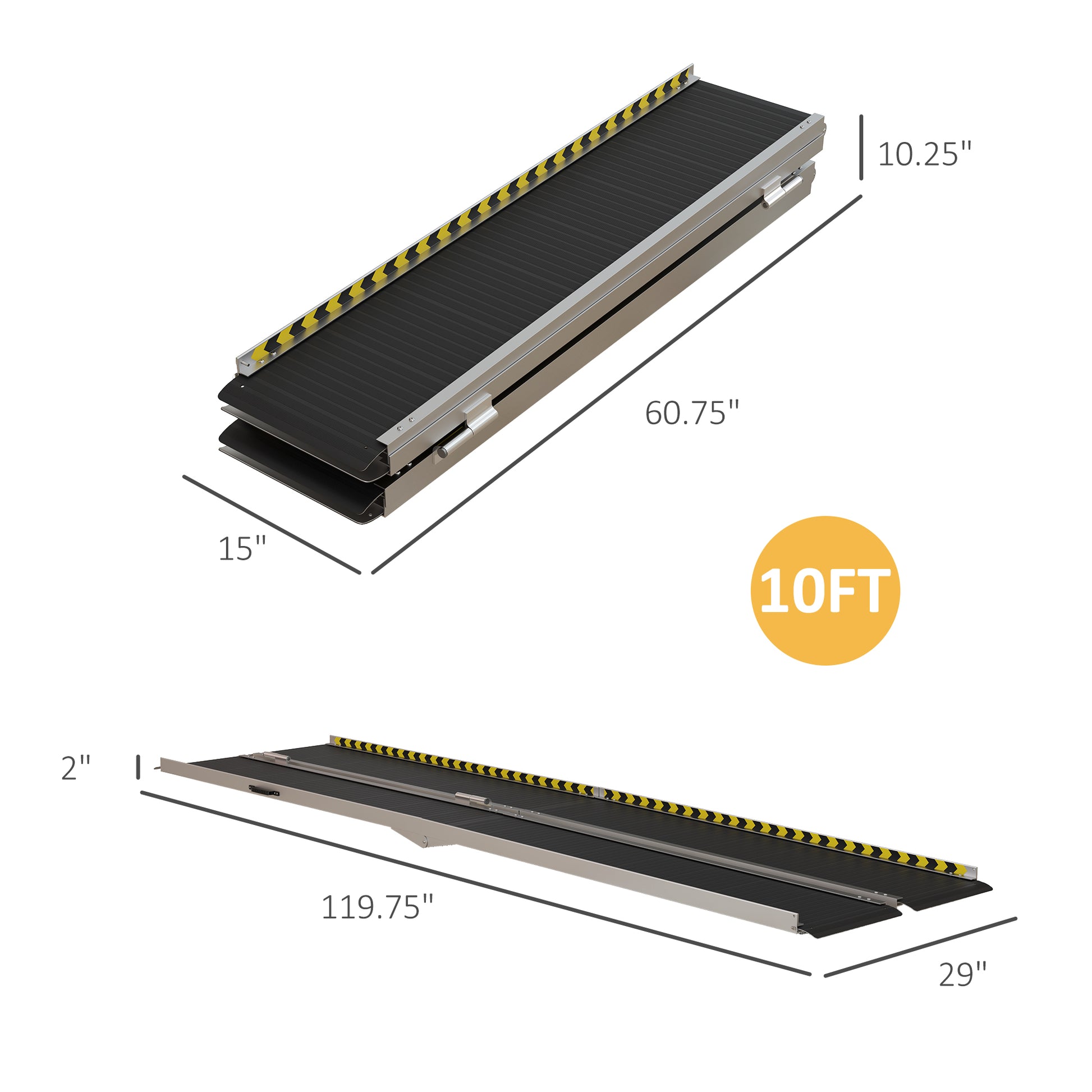 ft portable wheelchair ramp made of durable aluminum with antislip surface for accessibility