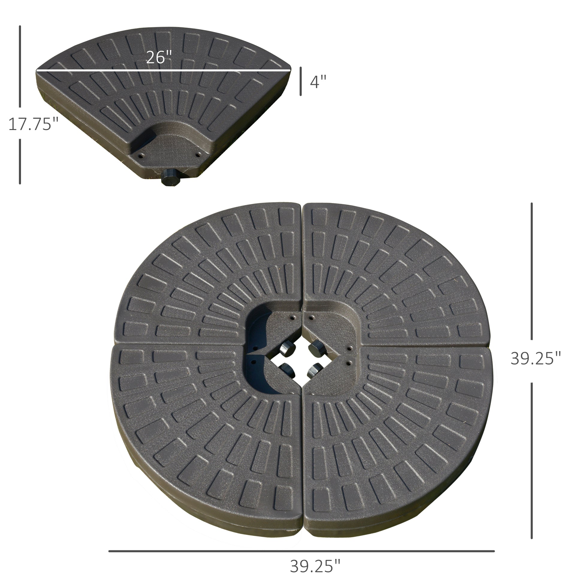 Dark gray patio umbrella base modular design inch diameter