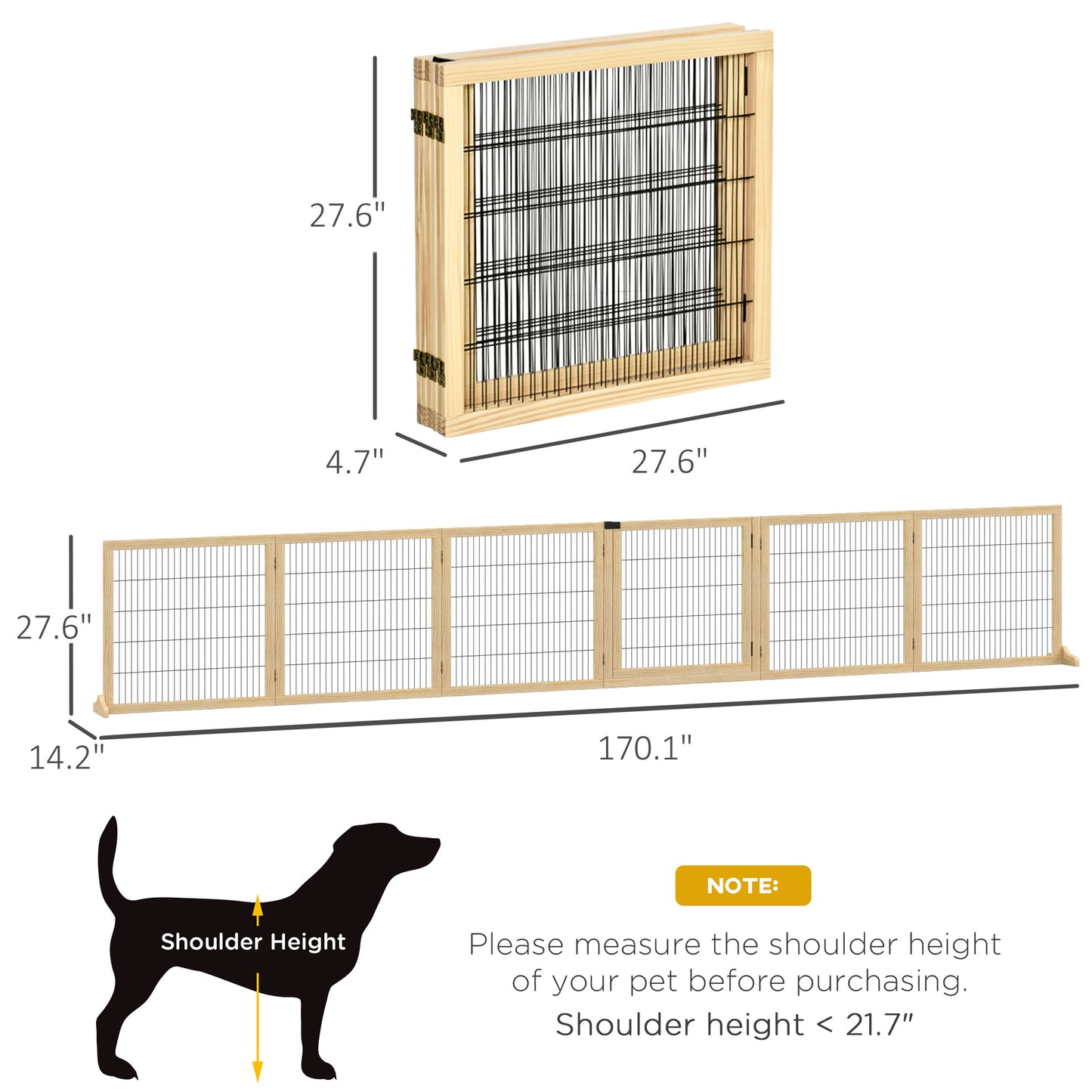 Wooden dog gate  inches tall featuring adjustable panels for versatile pet containment