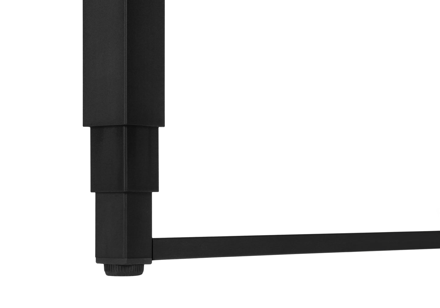 Black metal adjustable desk leg with a screwin foot