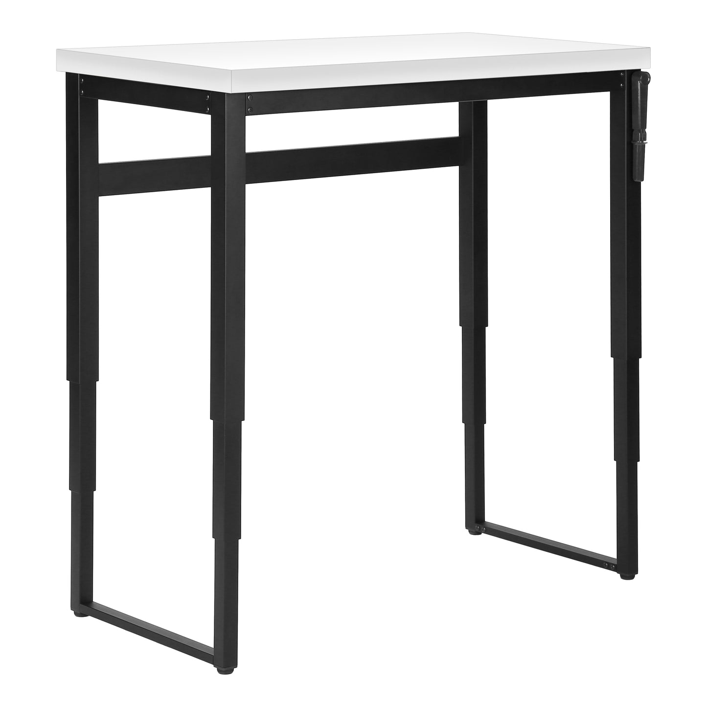 White laminate desk with adjustable black metal legs perfect for home office setup